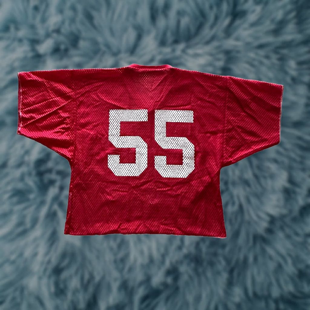 Vintage VINTAGE 80s T.F. South Rebels Football Thornton Fractional High Game Worn Jersey L Red Cotton Blend Jersey Men Short Sleeve V-Neck Shirt Size US L / EU 52-54 / 3 - 1 Thumbnail