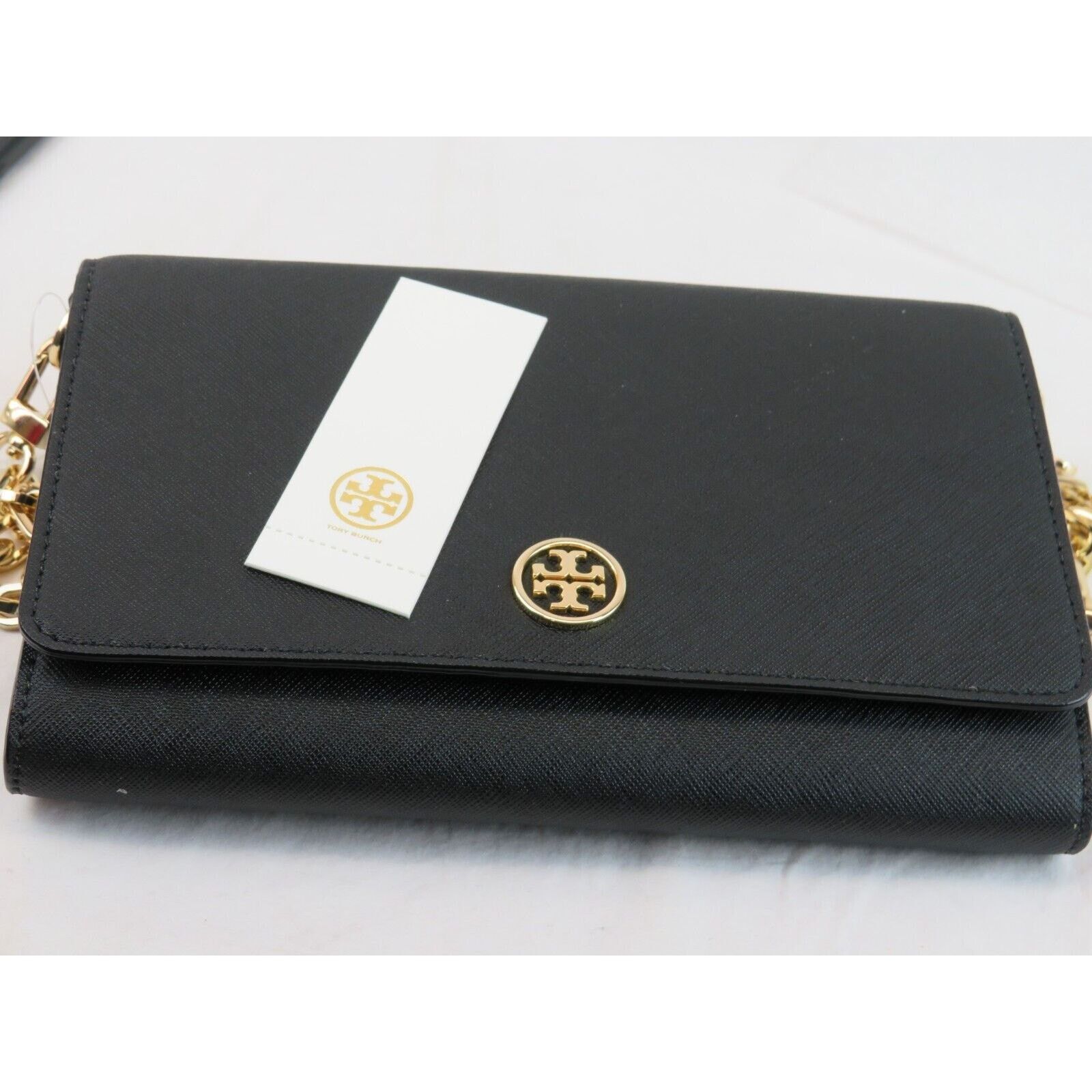Tory Burch ROBINSON BLACK SAFFIANO LEATHER CHAIN SHOULDER CLUTCH BAG Size ONE SIZE - 11 Thumbnail