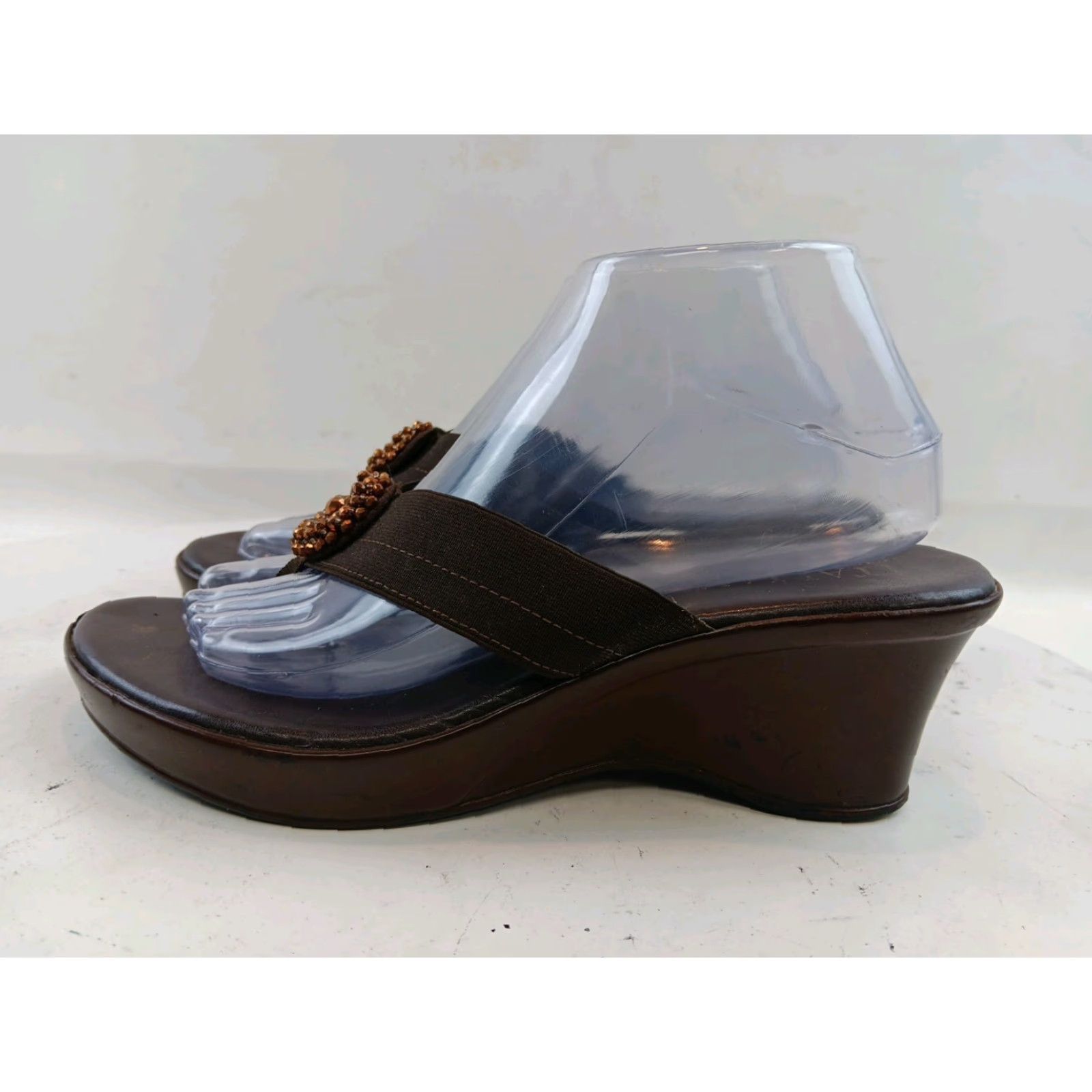 Vintage Italian Shoemaker Women's Sandals Size 9 M Brown Beaded Slip On Size US 9 / IT 39 - 5 Thumbnail