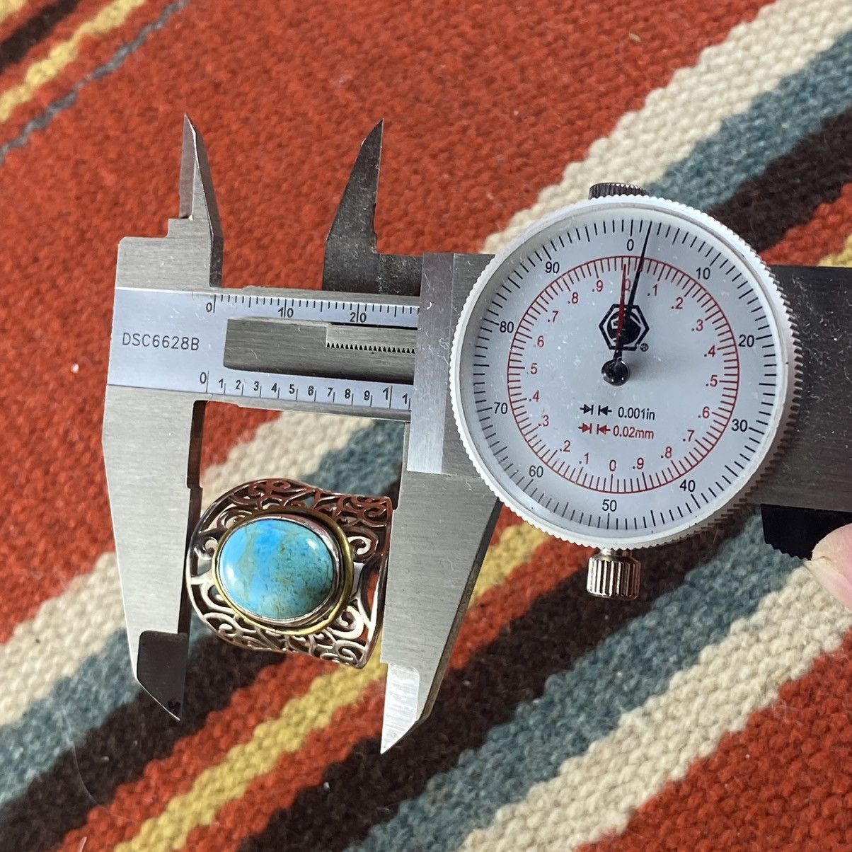 Japanese Brand × Kapital × Vintage Vtg Sterling Silver Turquoise Chunky Two Tone Signet Ring Size ONE SIZE - 8 Thumbnail