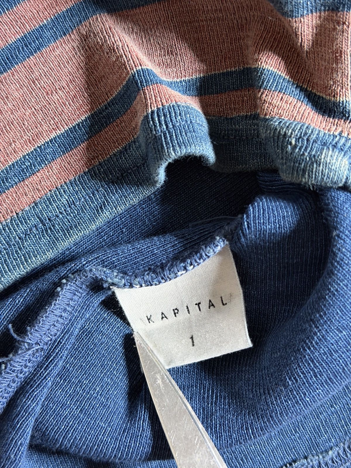 Kapital Kapital Longline Indigo Dyed Ribbed T-Shirt Size XS / US 0-2 / IT 36-38 - 4 Thumbnail