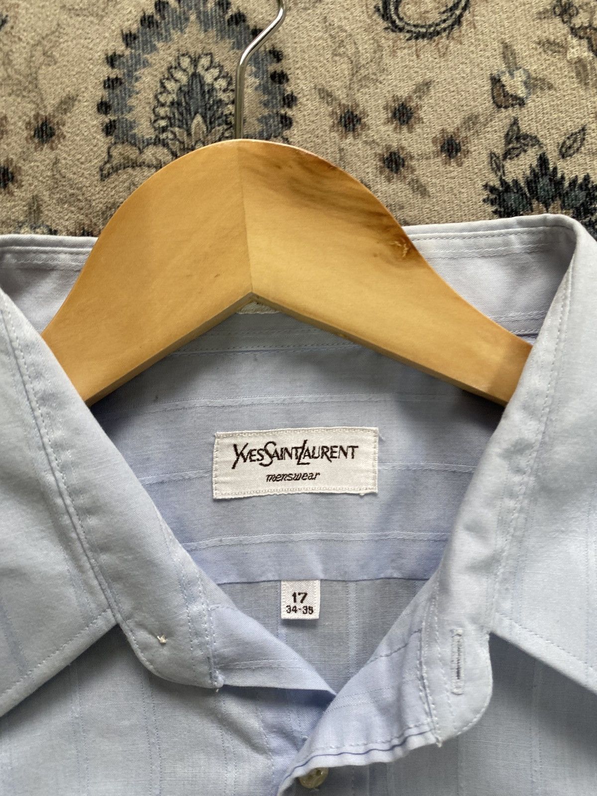 Yves Saint Laurent VINTAGE 80s YSL BLUE LS SHIRT DESIGNER ITALY Size US L / EU 52-54 / 3 - 5 Thumbnail