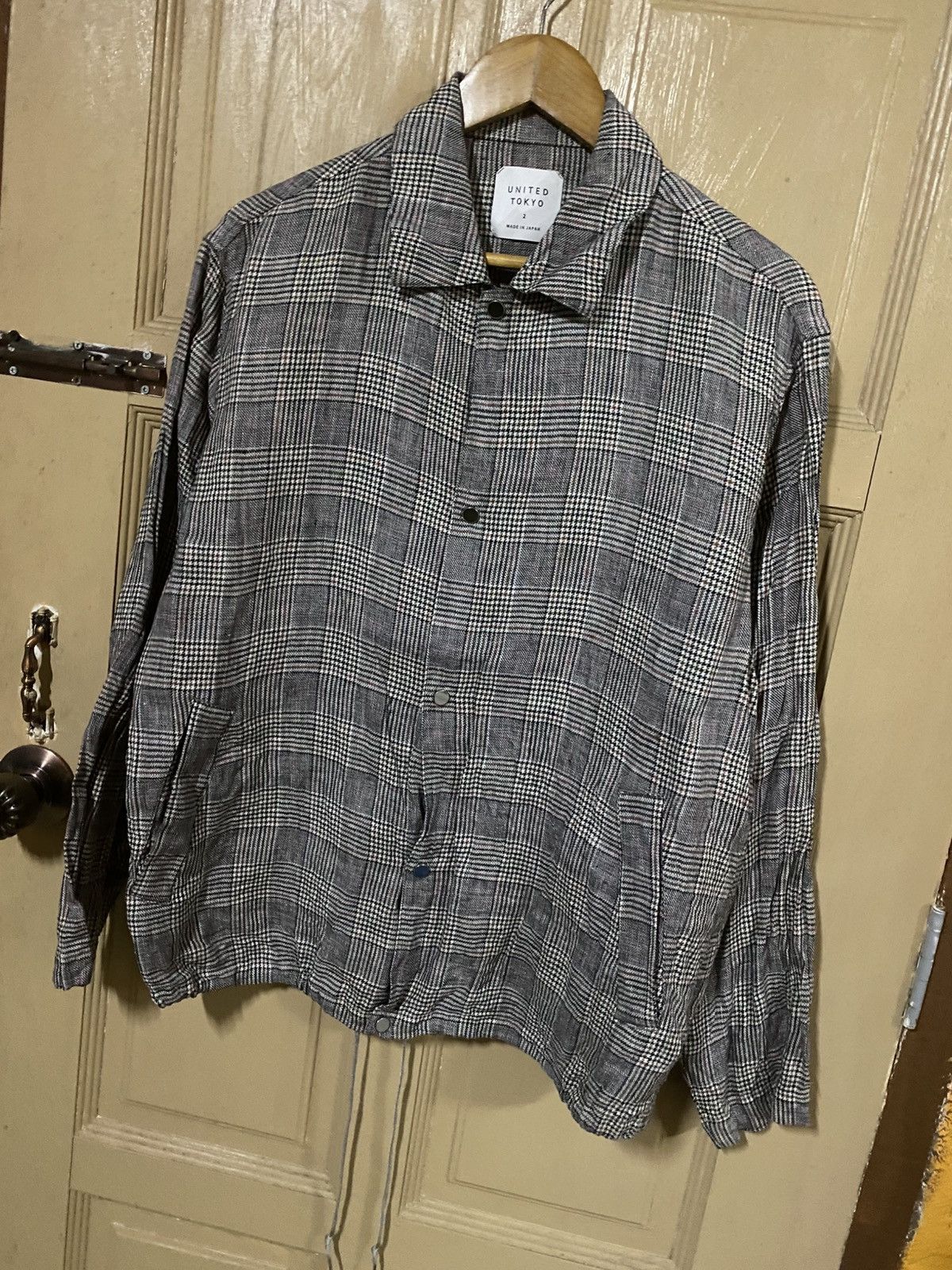 Japanese Brand United Tokyo Plaid Linen Jacket Contemporary Minimalist Size US M / EU 48-50 / 2 - 2 Thumbnail