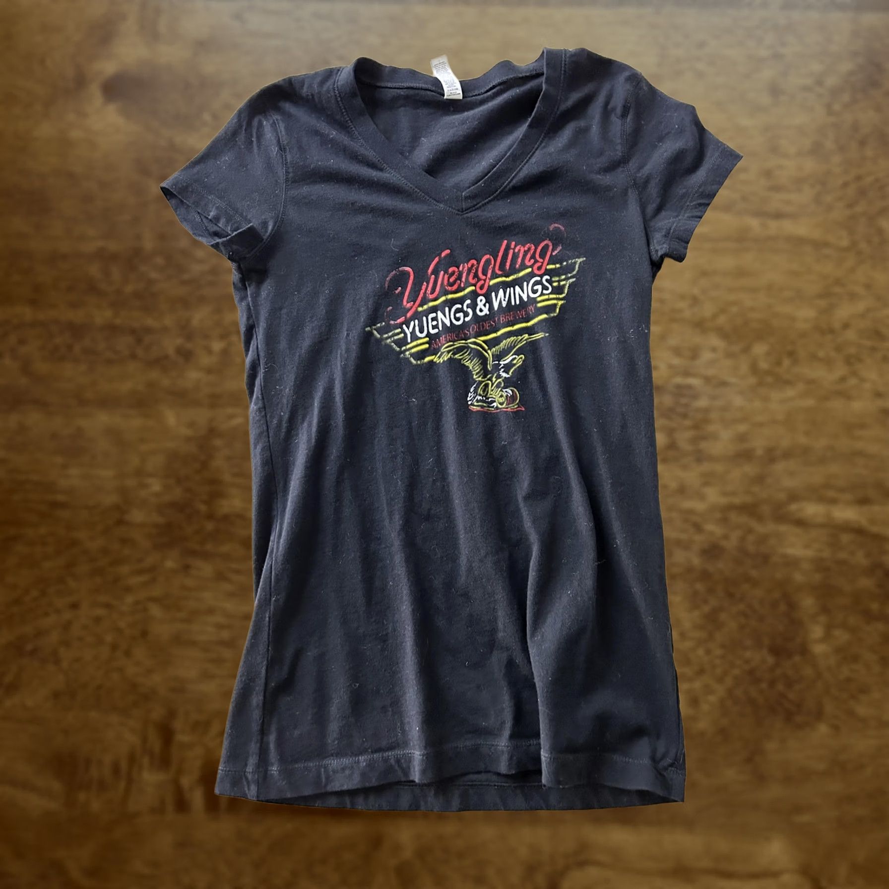 Bell Bella Shirt Womens Small Black Yuengling Beer V Neck Graphic Tee Top Eagle Mens Women Girls Size S / US 4 / IT 40 - 1 Thumbnail
