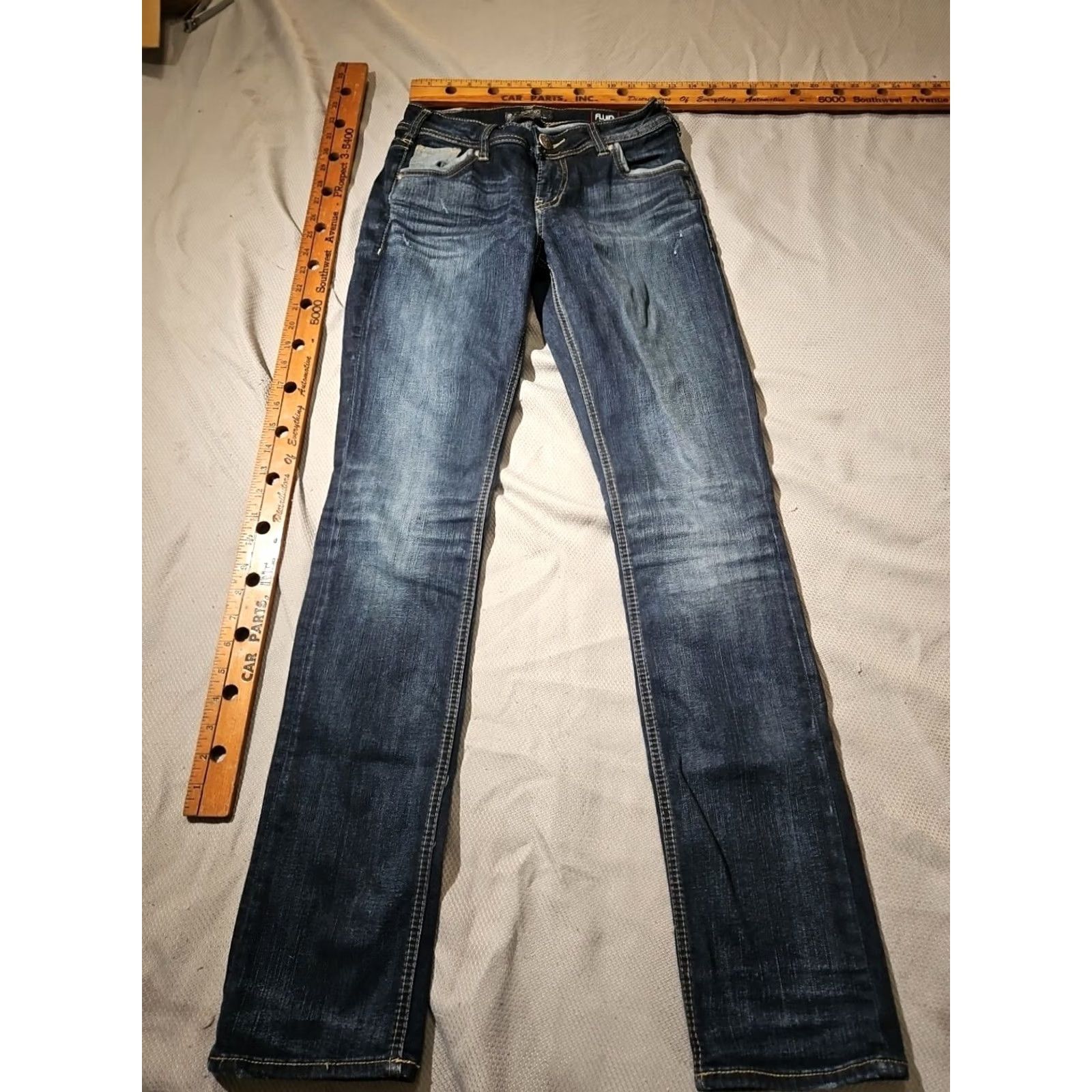Silver Jeans Co. Silver Jeans Womens Bootcut Jeans 26x32 Suki Blue Denim Stretch Whisker 5-Pocket Regular Rise Adult Womens Jeans Size 26" / US 2 / IT 38 - 2 Thumbnail
