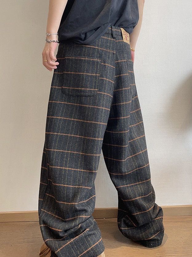 Japanese Brand × Vintage Retro y2k fashion plaid check wool baggy pants Size US 32 / EU 48 - 4 Thumbnail