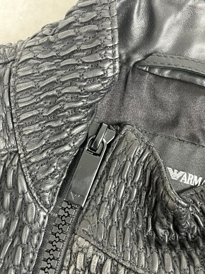 Emporio Armani SS2016 Emporio Armani Woven Asymmetrical Leather Jacket Size US S / EU 44-46 / 1 - 8 Thumbnail