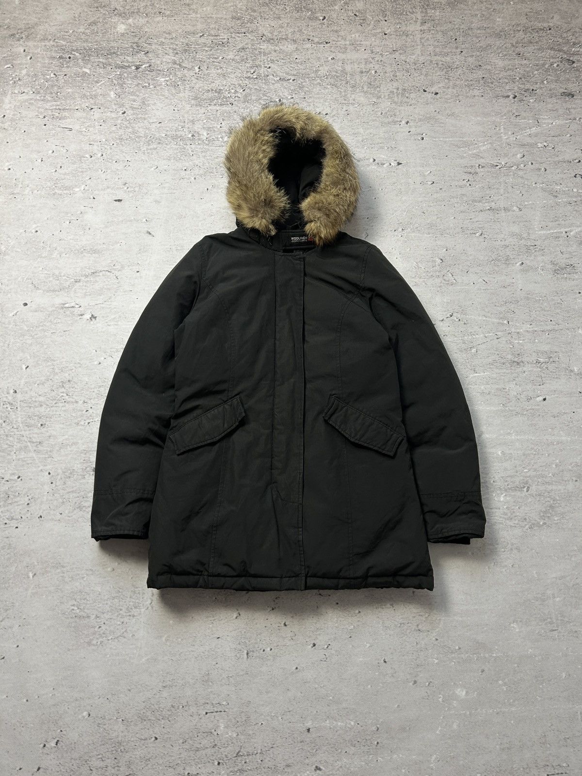 Woolrich Woolen Mills 💥Vintage Woolrich Black Down Jacket Mohair Faux Fur 00s Og💥 Size S / US 4 / IT 40 - 1 Thumbnail