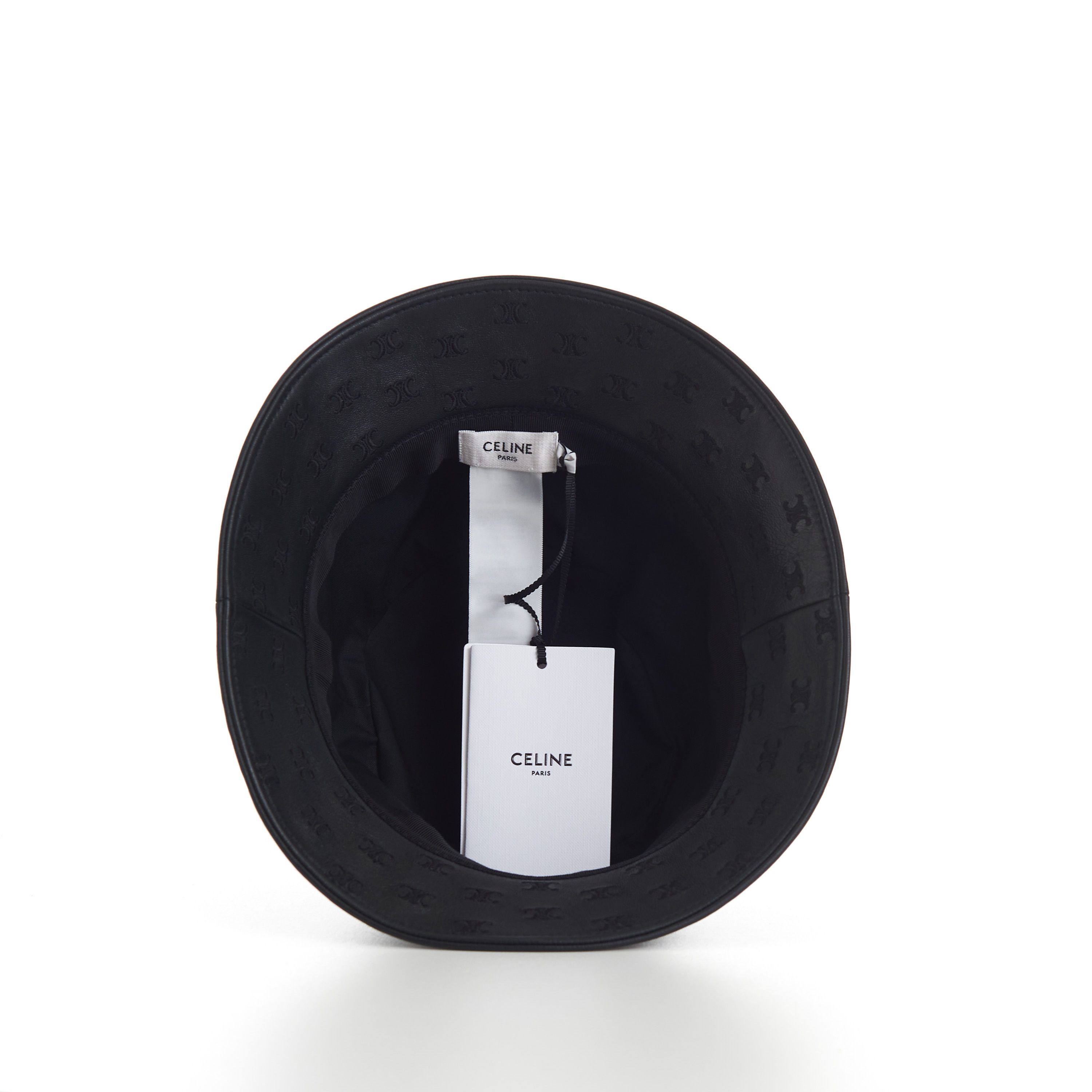 Celine Black Leather Bucket Hat - Mini Triomphe Embroidery Size ONE SIZE - 10 Thumbnail