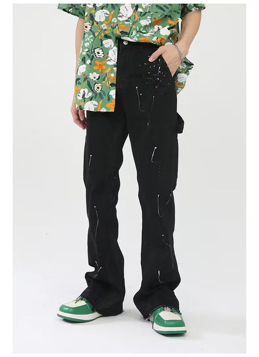 HIGH WASITED WIDE LEG W PAINT SPLATTER DETAIL