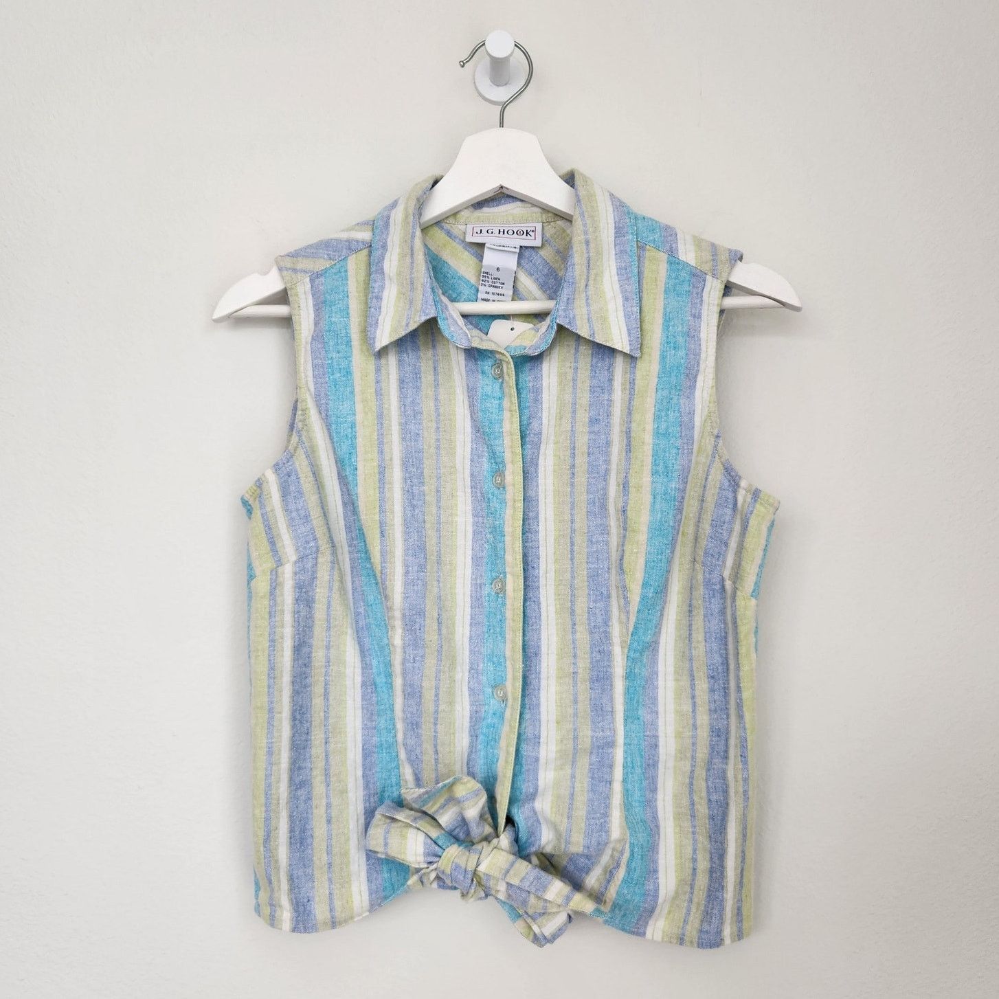 Vintage Vintage Pastel Purple Striped Linen Button Down Top S Size S / US 4 / IT 40 - 1 Thumbnail