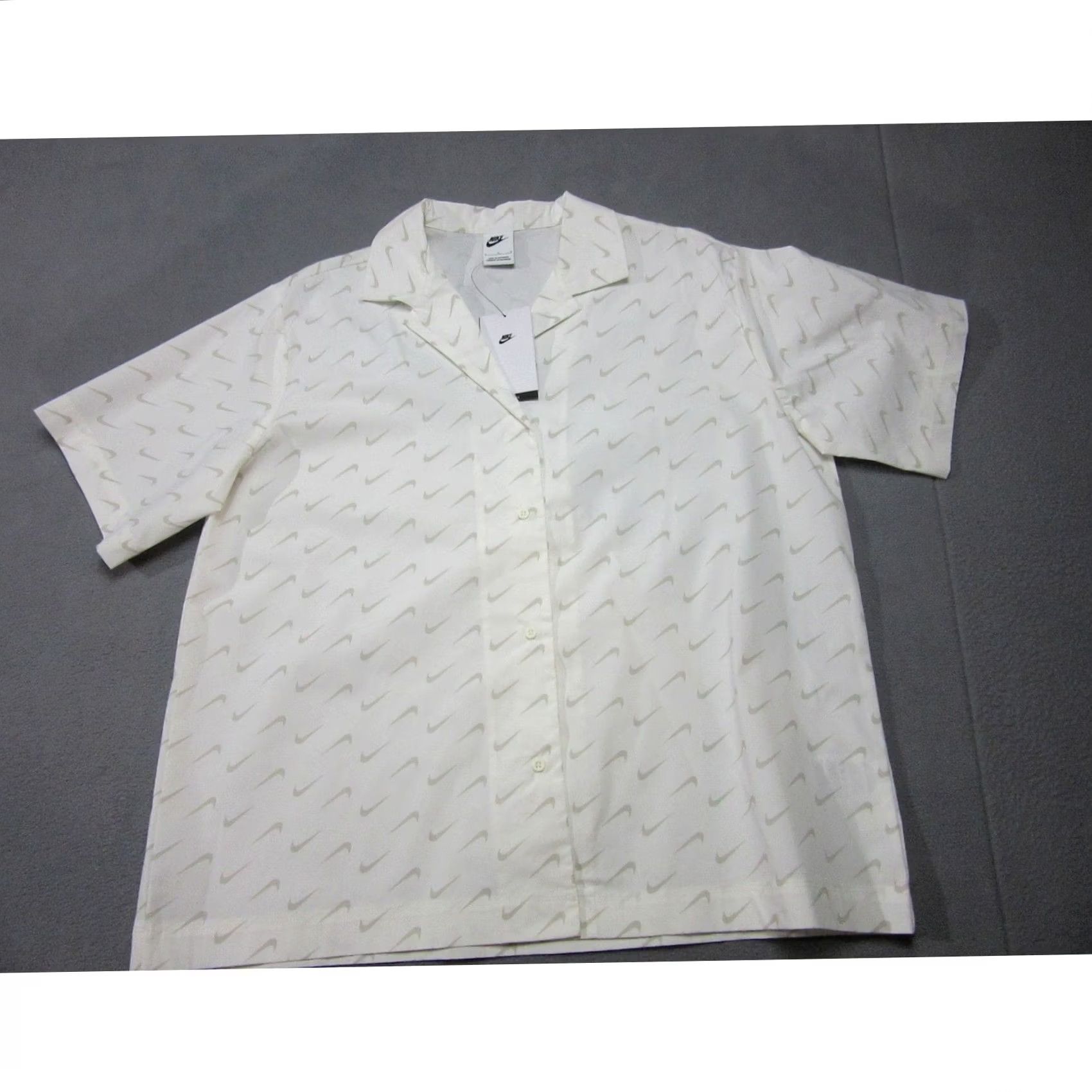 Nike Nike Shirt Womens L Sail White Button Up New Swoosh AOP Monogram Oversize Size L / US 10 / IT 46 - 2 Thumbnail