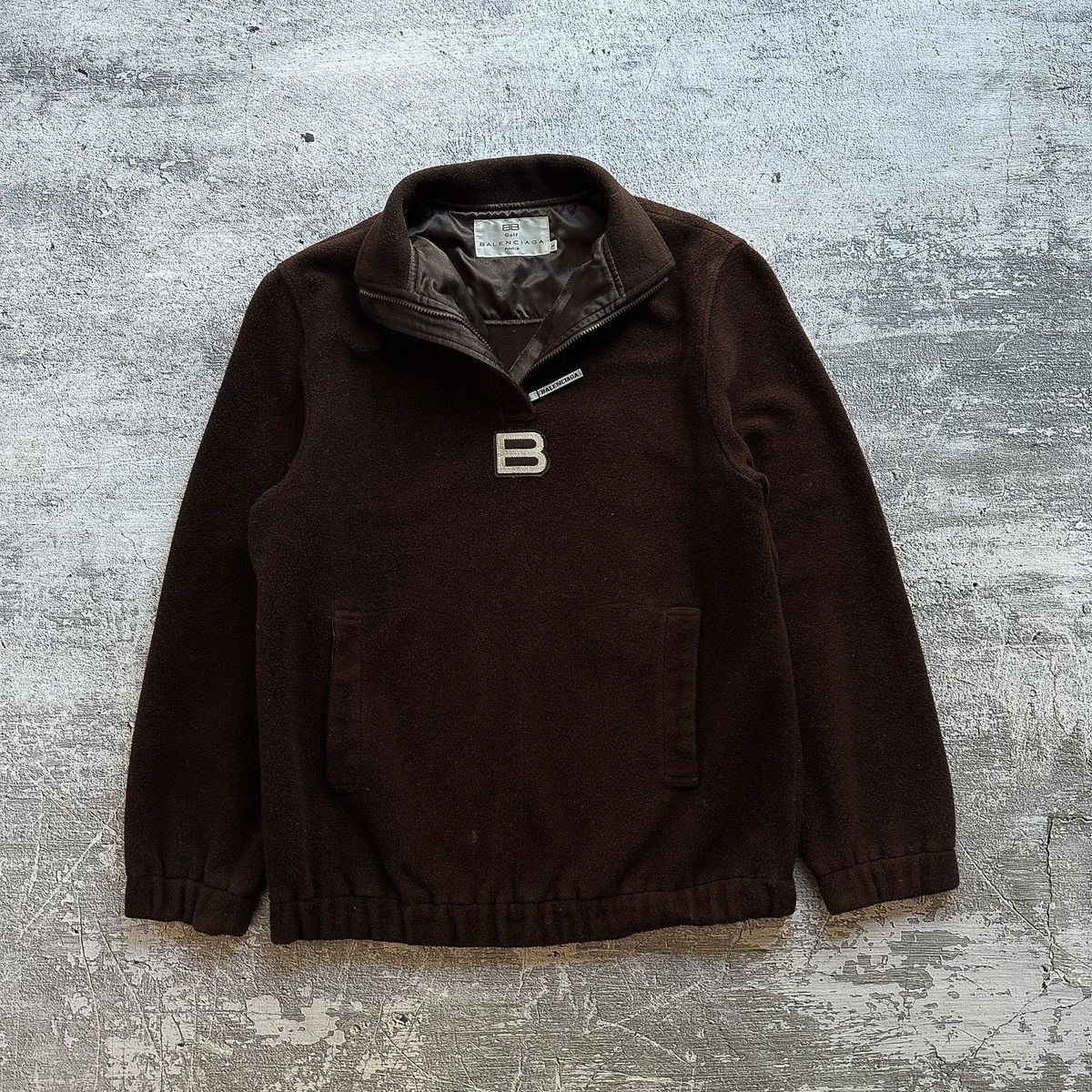 image of Balenciaga Quarter Zip Fleece Jacket in Brown, Men's (Size Medium)