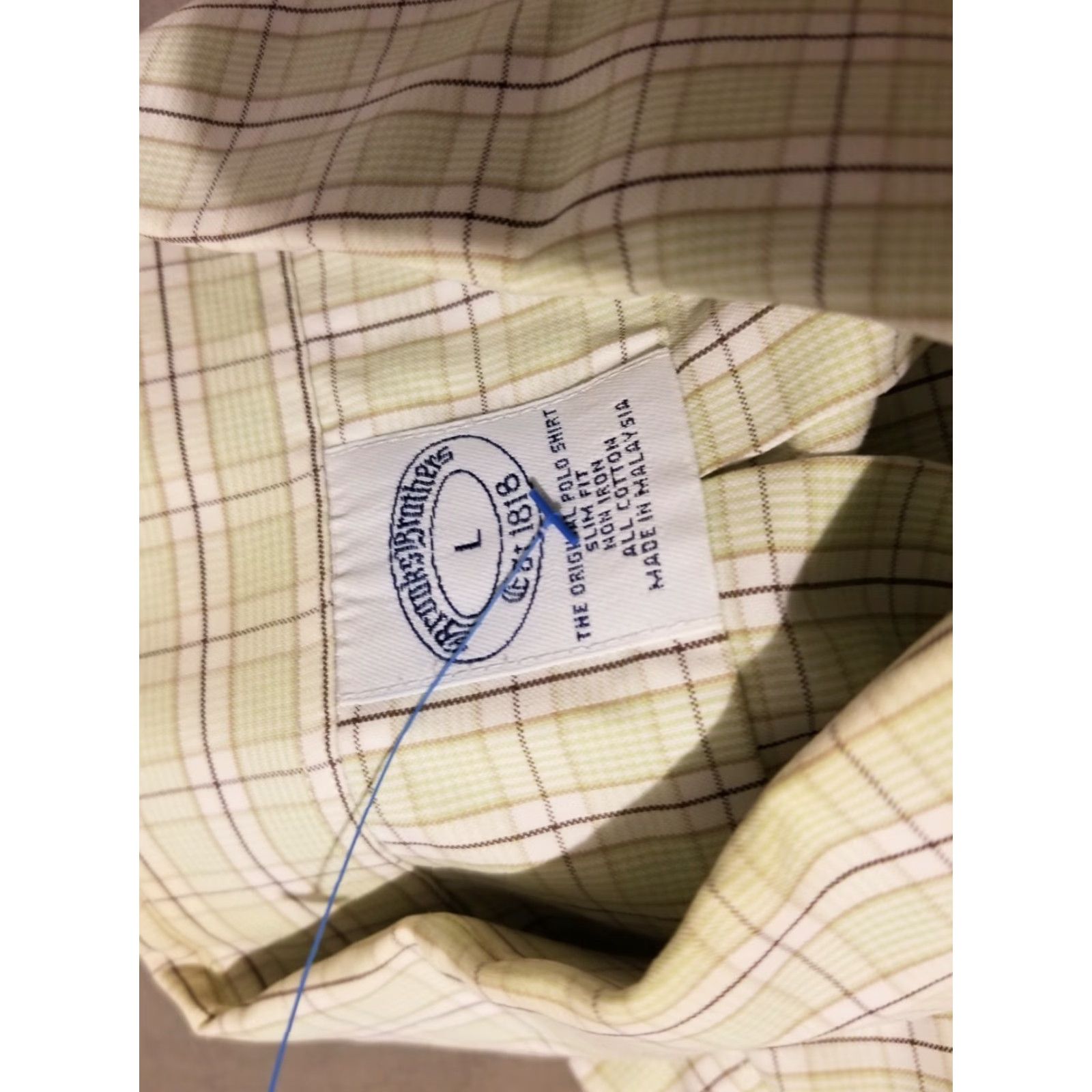 Brooks Brothers VINTAGE Brooks Brothers Dress Shirt Mens L Green Cotton Button Shirt Size 42R - 3 Thumbnail