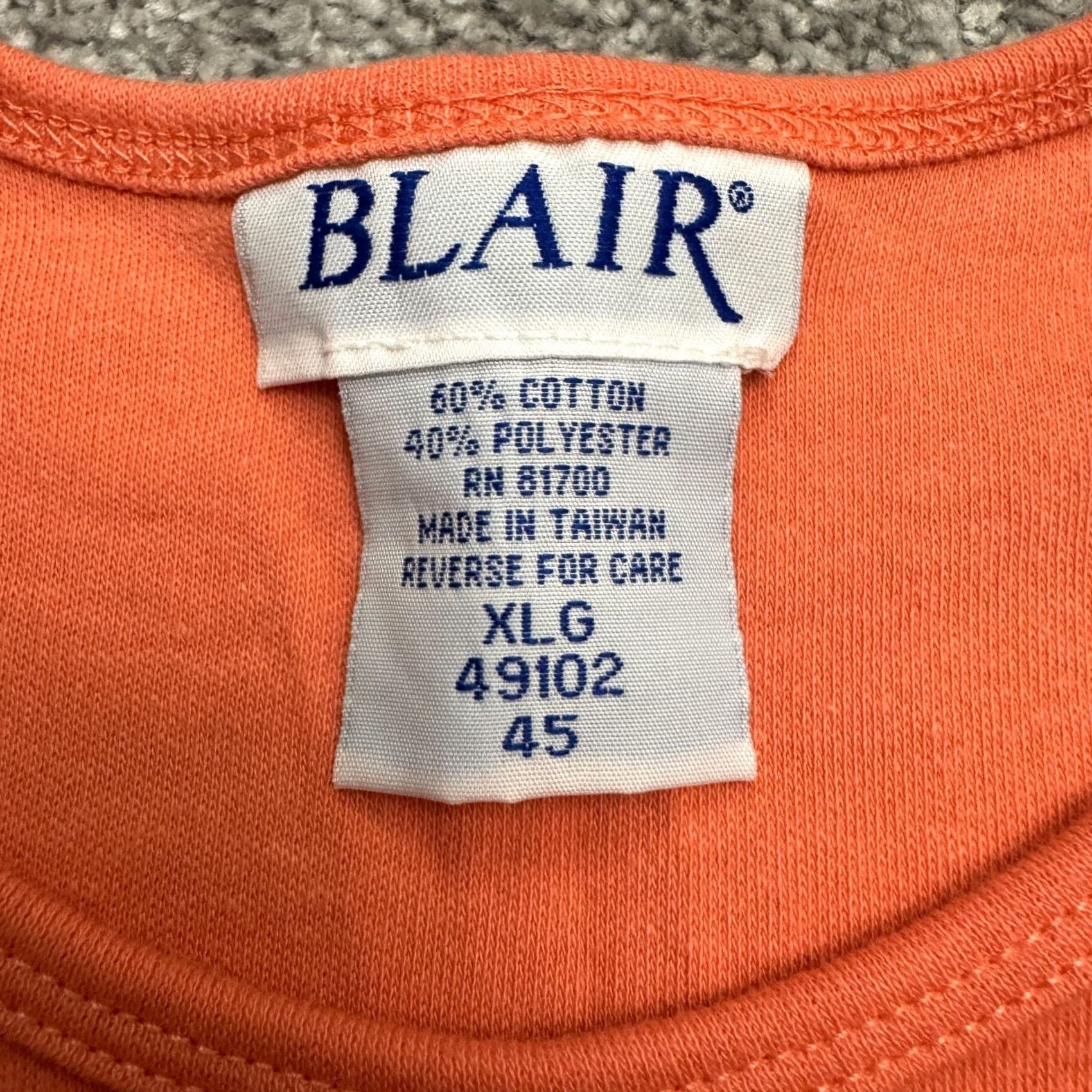 Blair Blair Tank Women XL Orange Crew Neck Sleeveless Cotton Blend Basic Top Vest Shirt Sleeveless Classic Size XL / US 12-14 / IT 48-50 - 4 Thumbnail