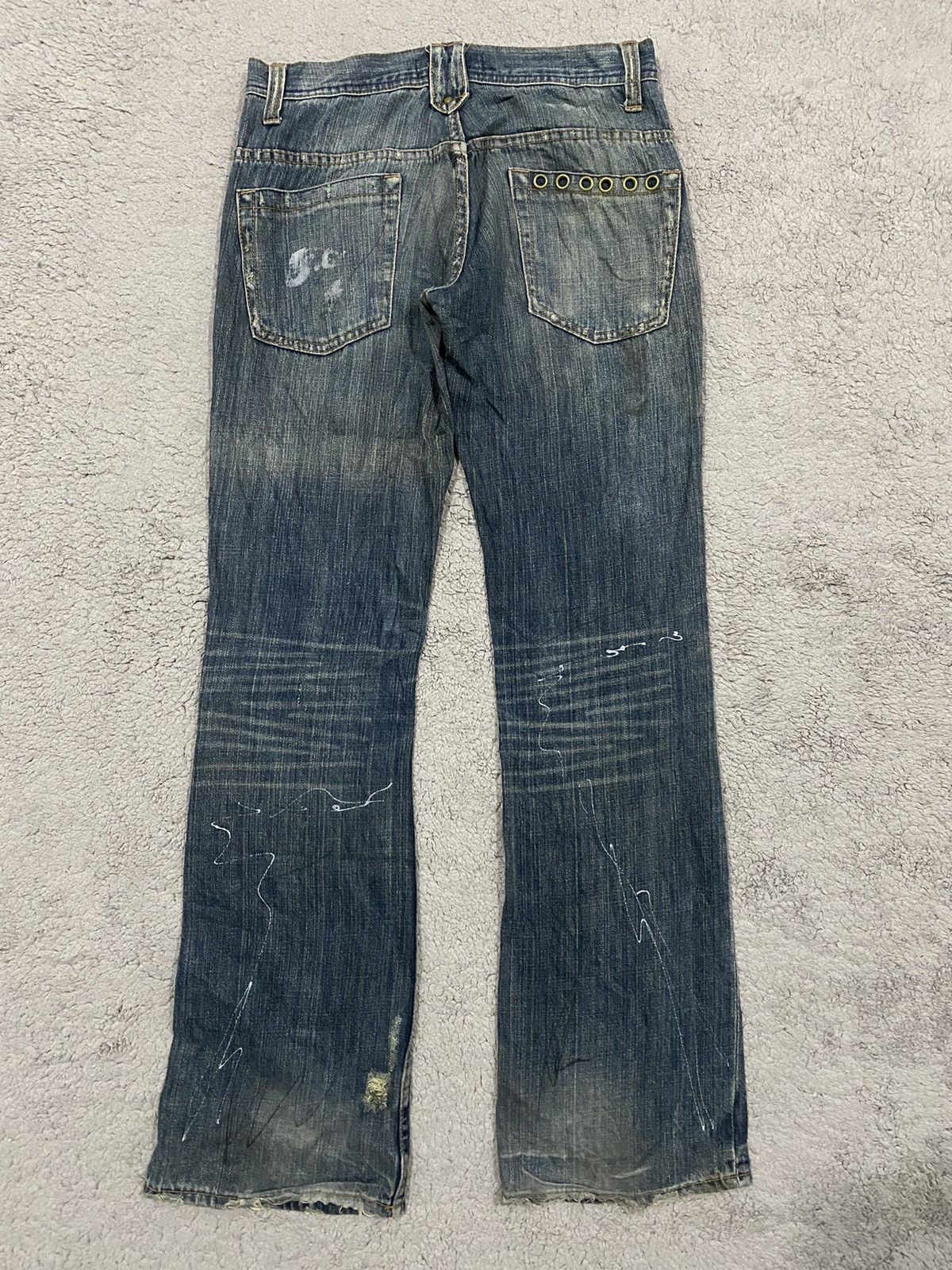 If Six Was Nine ROOT THREE Flared Paint Splashed Low Rise Denim Size US 31 - 10 Thumbnail