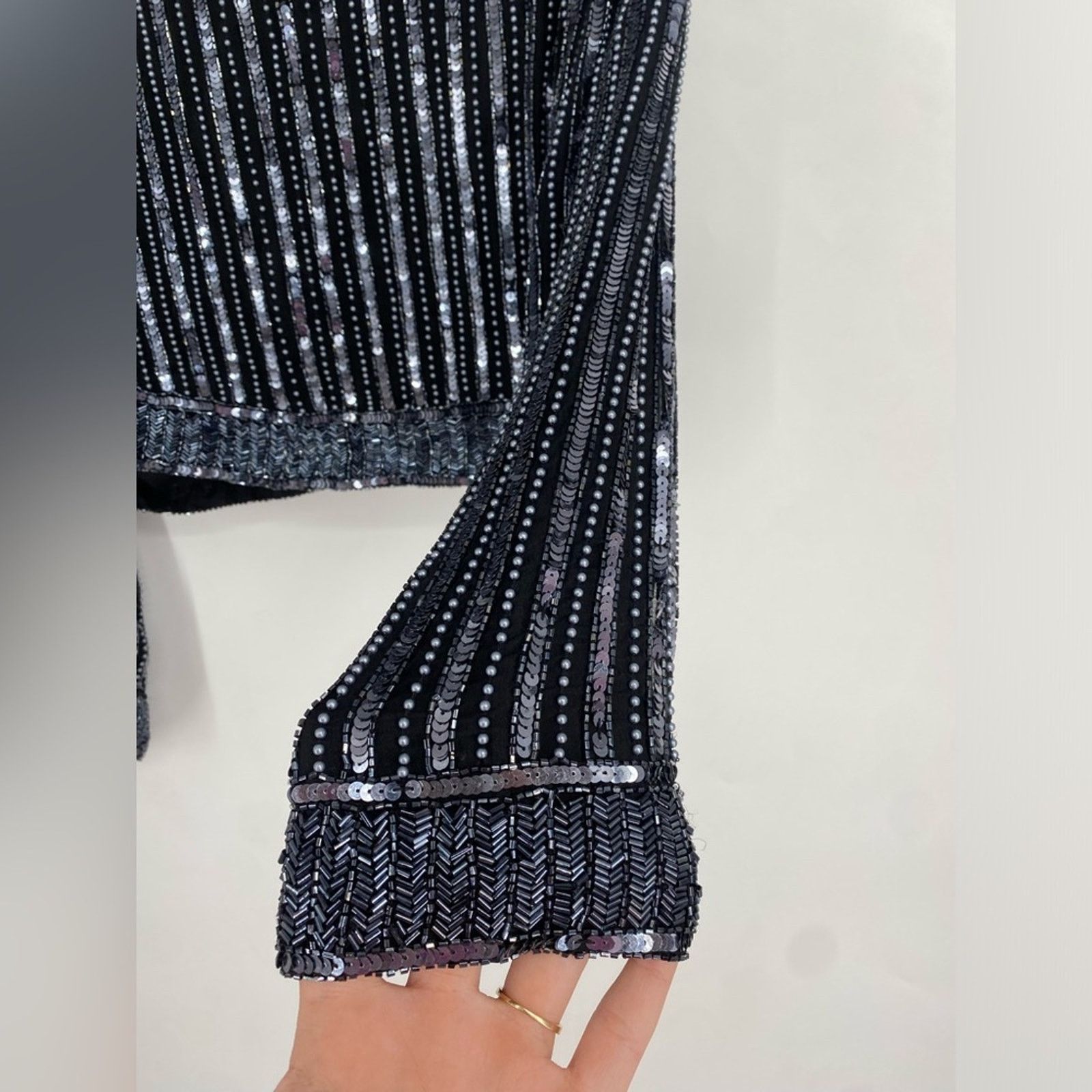 Vintage VTG Laurence Kazar black cropped Beaded Sequin Jacket XL Size XL / US 12-14 / IT 48-50 - 3 Thumbnail