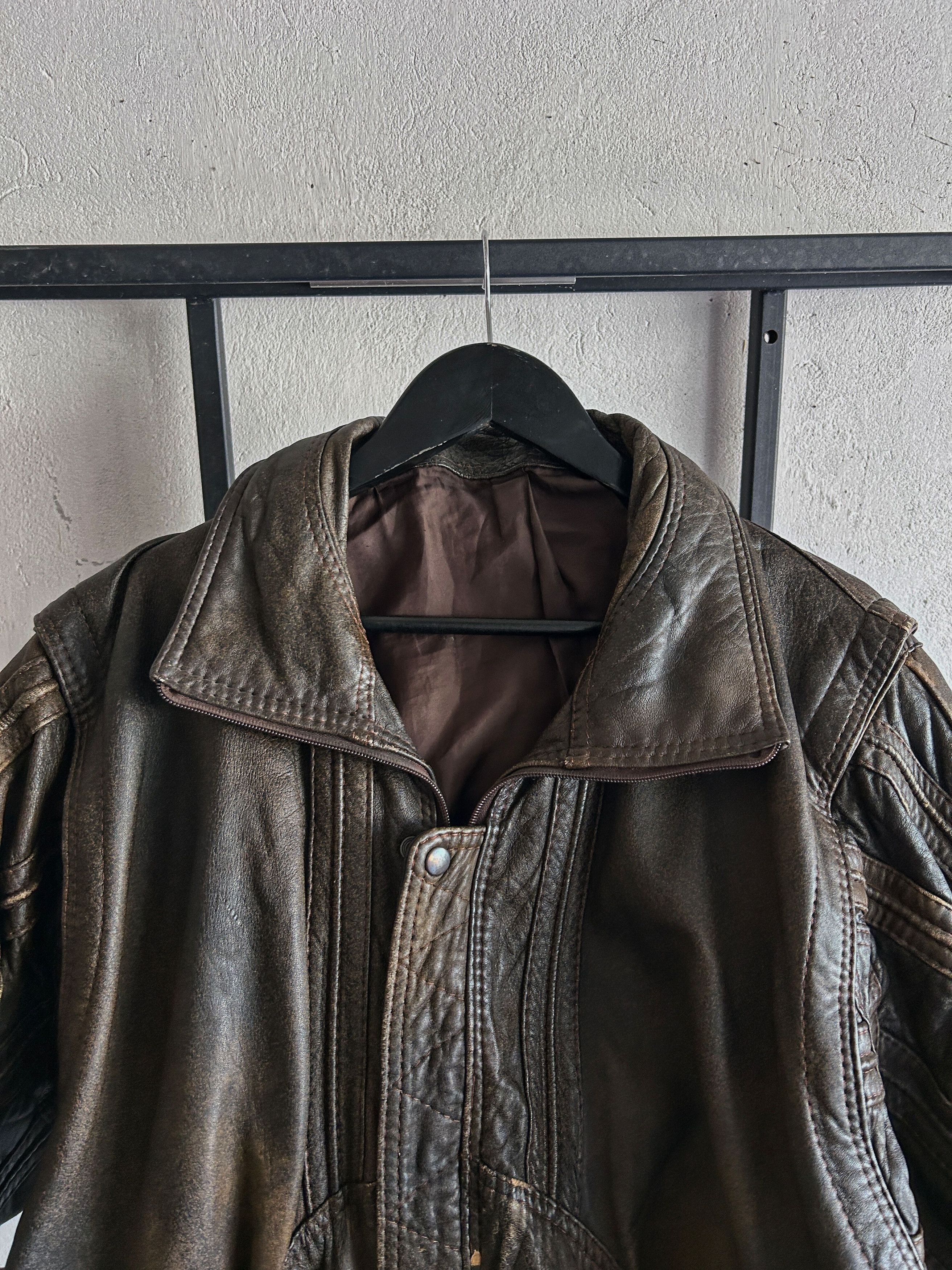 Other Vintage Brown Leather Jacket Cropped Bomber Y2K Streetwear Size US L / EU 52-54 / 3 - 5 Thumbnail