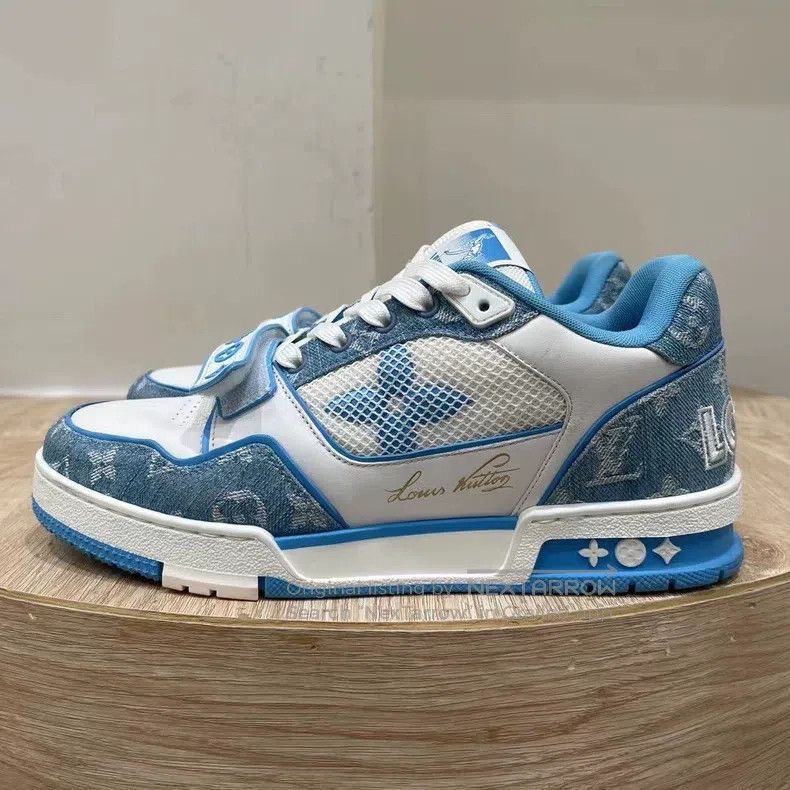 Louis Vuitton Louis Vuitton Blue and White Velcro Shoes Size US 7 / EU 40 - 2 Thumbnail