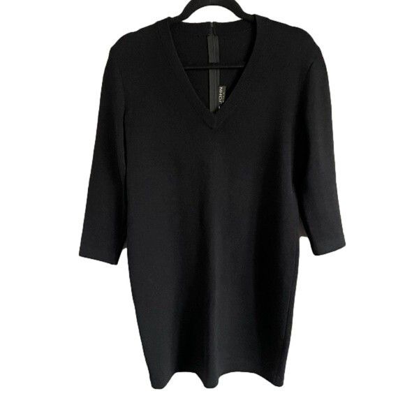 St. John St John Black Wool Blend Santana Knit V-Neck Knee Dress 🇺🇸 Size M / US 6-8 / IT 42-44 - 7 Thumbnail