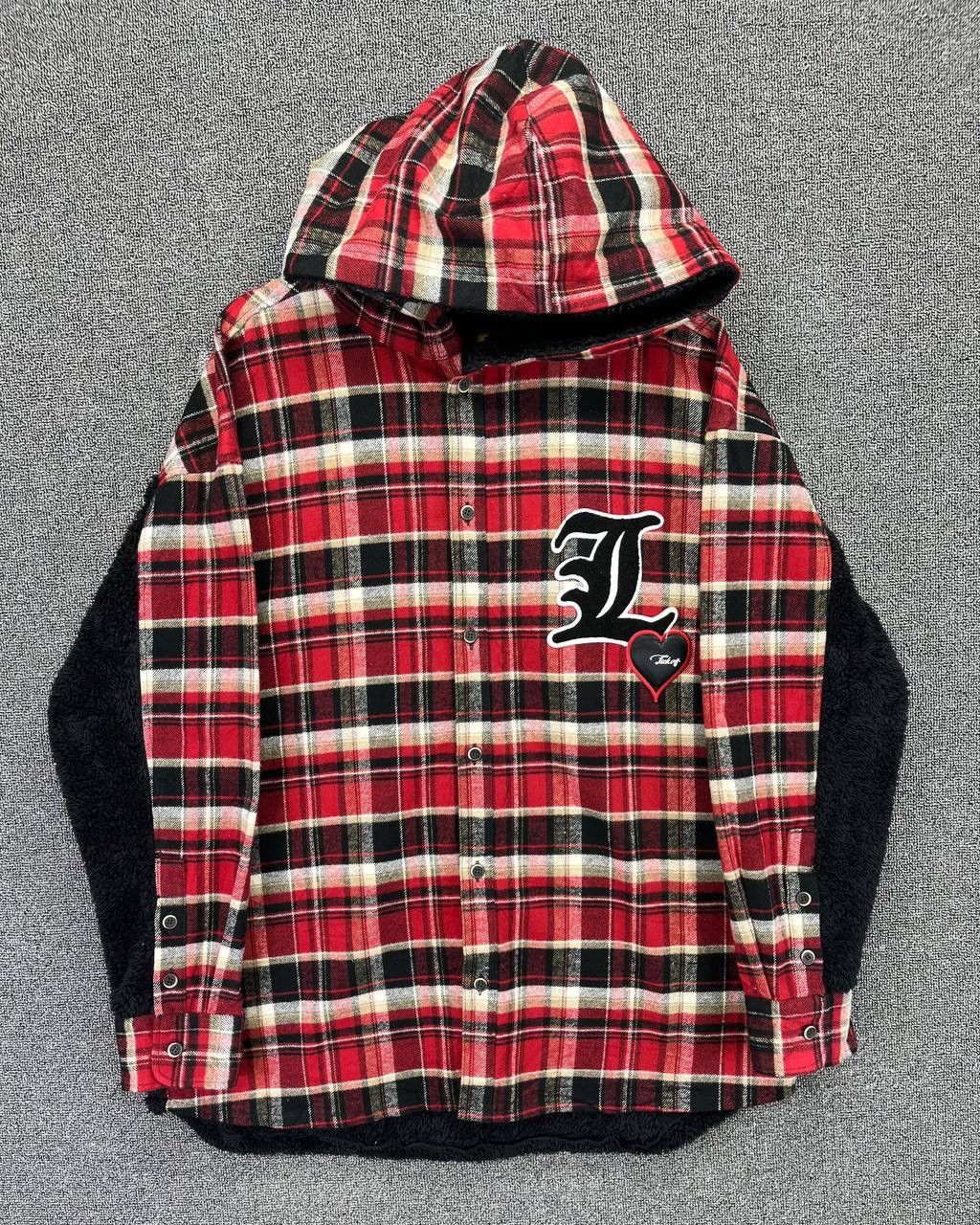 Japanese Brand Vintage Stud Muffin Shadow Plaid Fleece Button Up Jacket Size US L / EU 52-54 / 3 - 1 Thumbnail