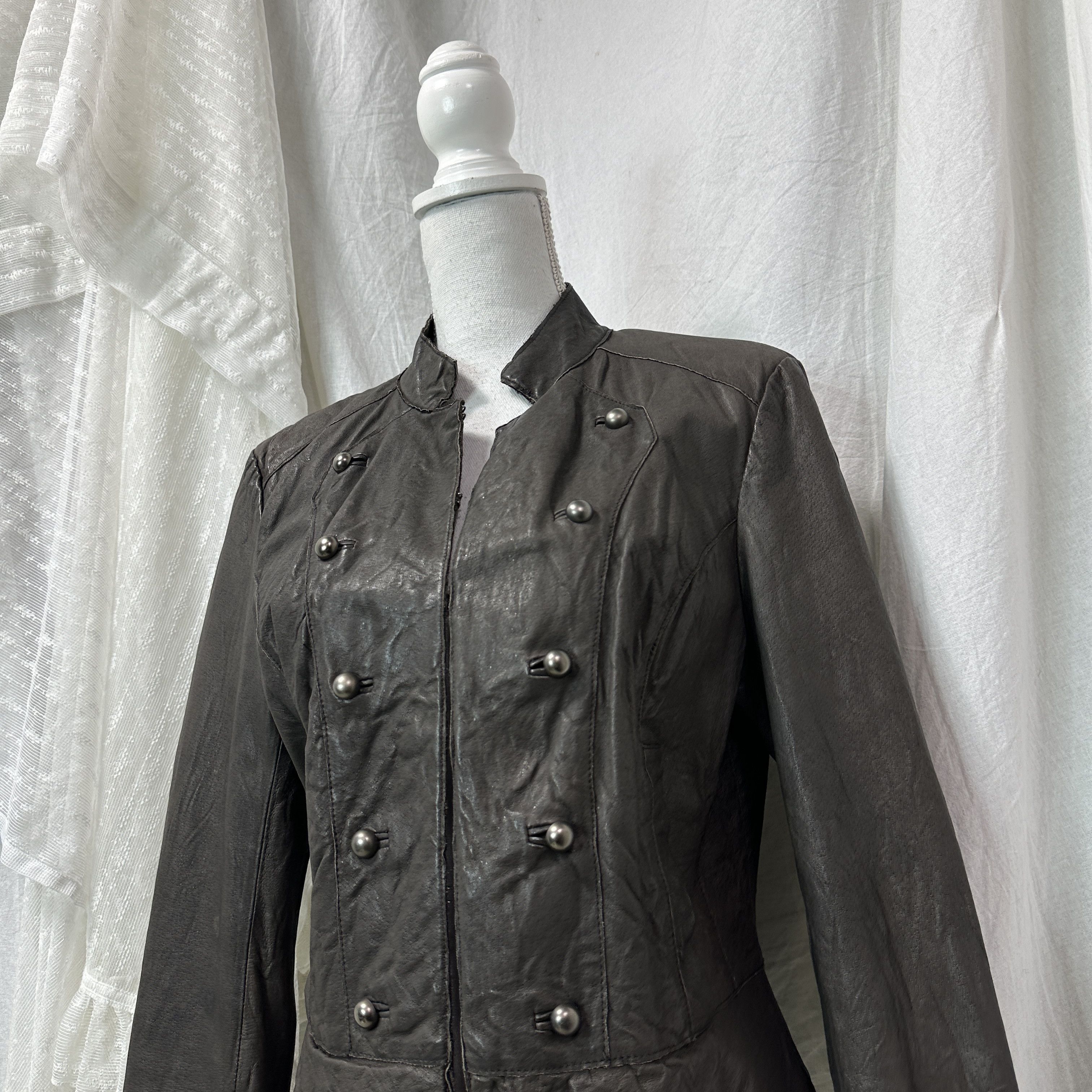 Vintage Vintage Military Styled Leather Napoleon Jacket 00s Size M / US 6-8 / IT 42-44 - 3 Thumbnail