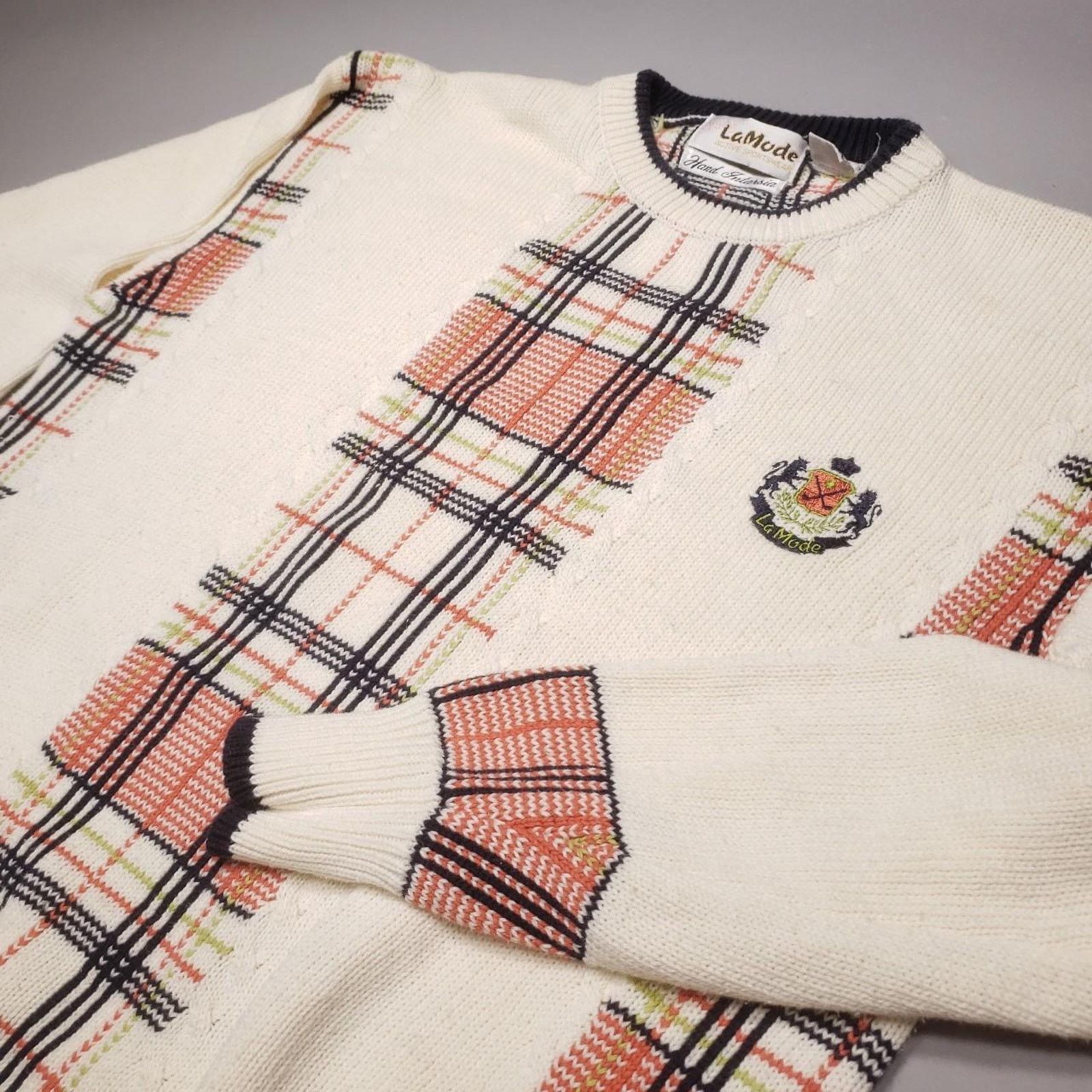 Vintage Vintage 90S LaMode HAND INTARSIA Woven Plaid Sweater M Size M / US 6-8 / IT 42-44 - 5 Thumbnail