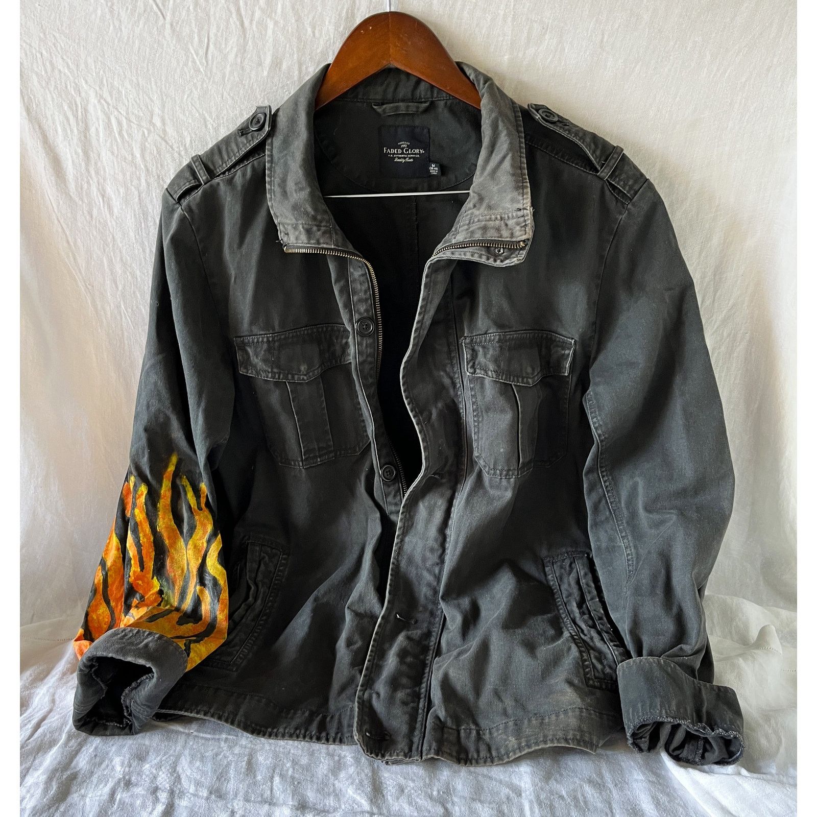 Faded Glory Custom Painted LOW LYFE INTROVERTS CLUB Black Denim Jacket Size US M / EU 48-50 / 2 - 2 Thumbnail