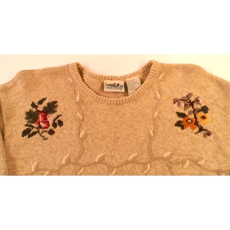 Northern Reflections Northern Reflections Knit Tunic Sweater Florals Leaves Large Size L / US 10 / IT 46 - 2 Thumbnail