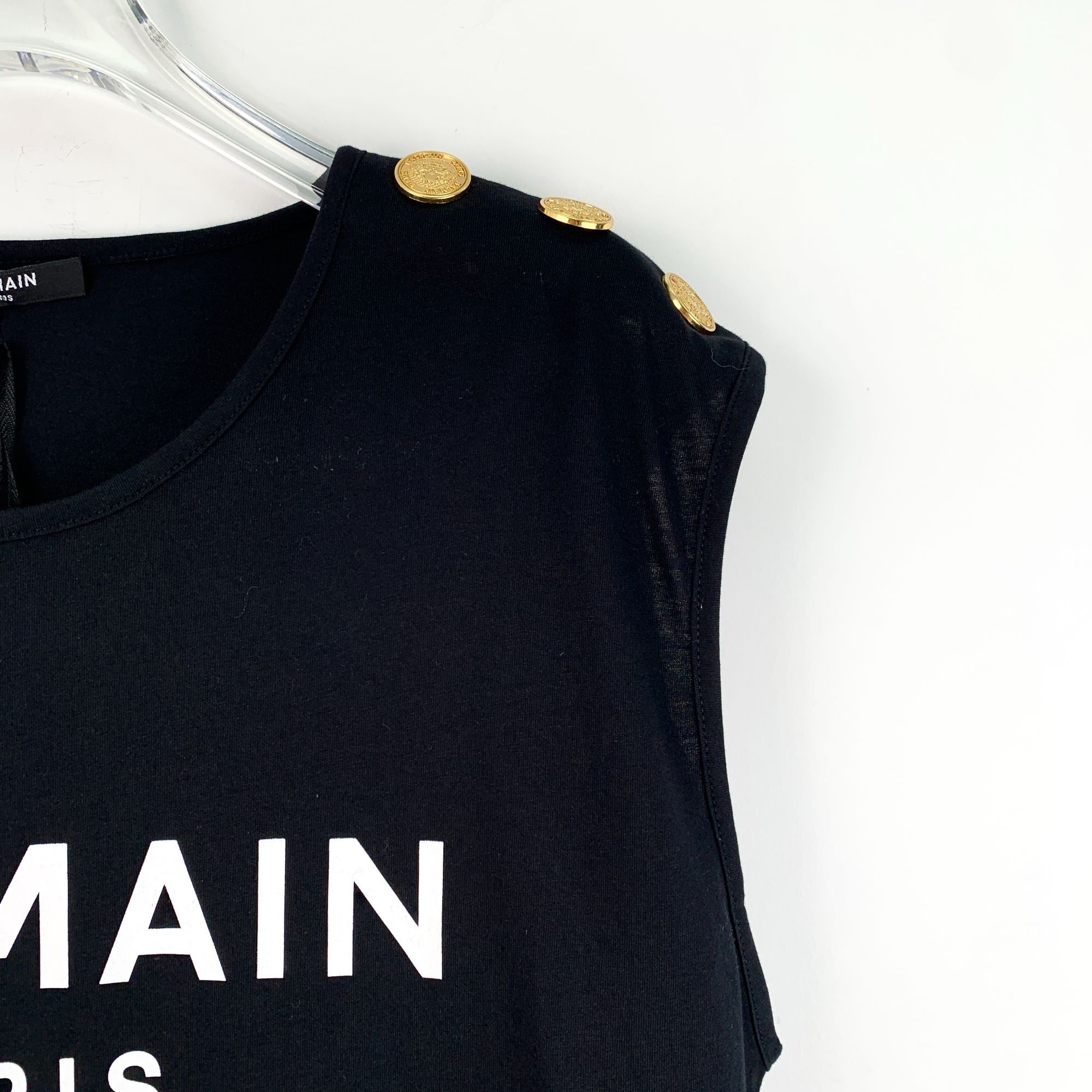 Balmain Balmain Black Logo Letter Printed Cotton Round-Neck Casual V Size M / US 6-8 / IT 42-44 - 7 Thumbnail