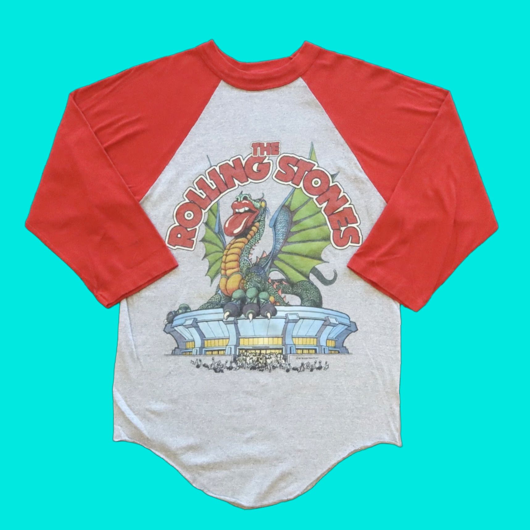 Vintage VINTAGE The Rolling Stones T-Shirt Raglan 1981 Tour Shirt M Gray Mens Size US M / EU 48-50 / 2 - 1 Thumbnail