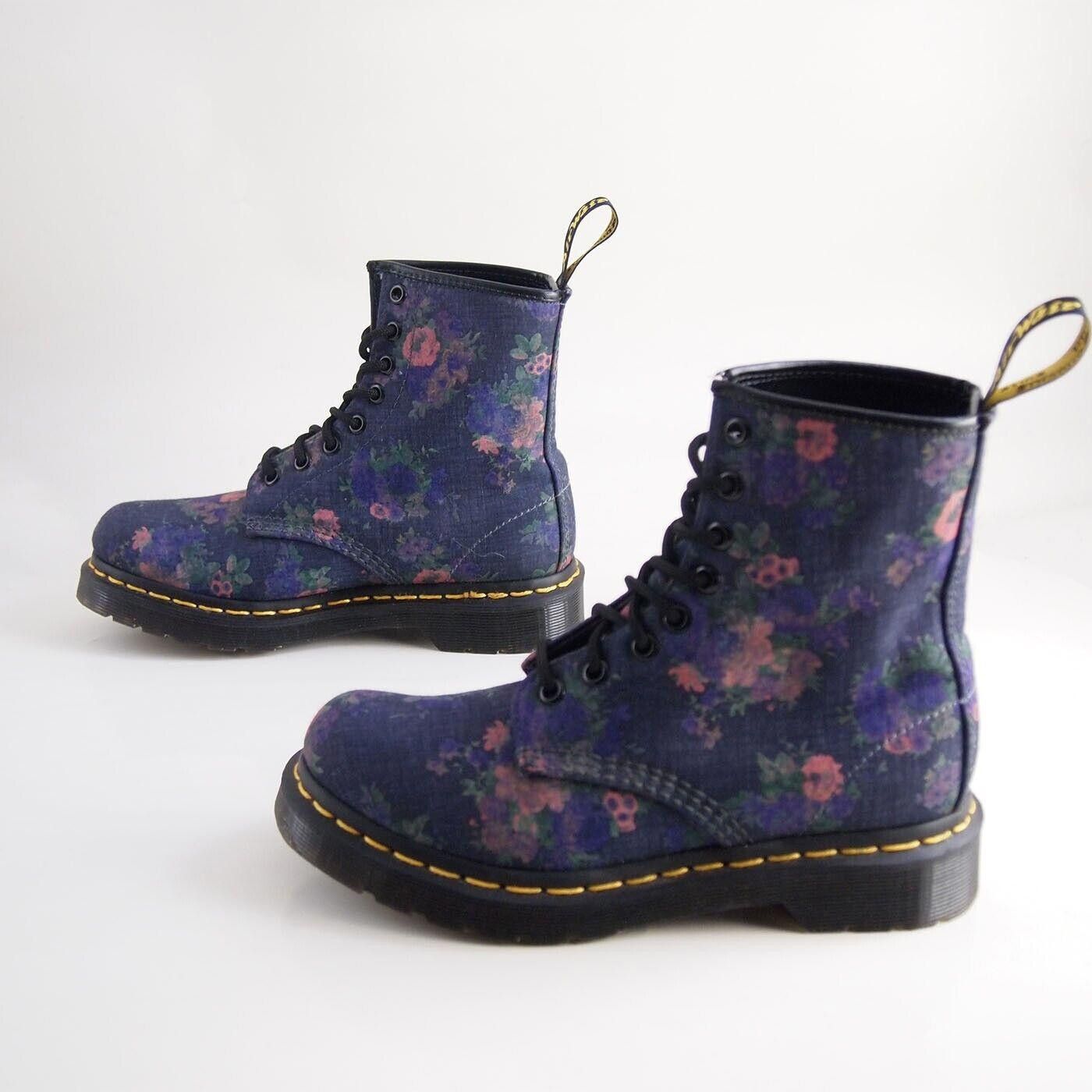 Dr. Martens Dr Martens Boots Blue Floral Textile Womens US 5 L EU 36 Size US 5 / IT 35 - 2 Thumbnail