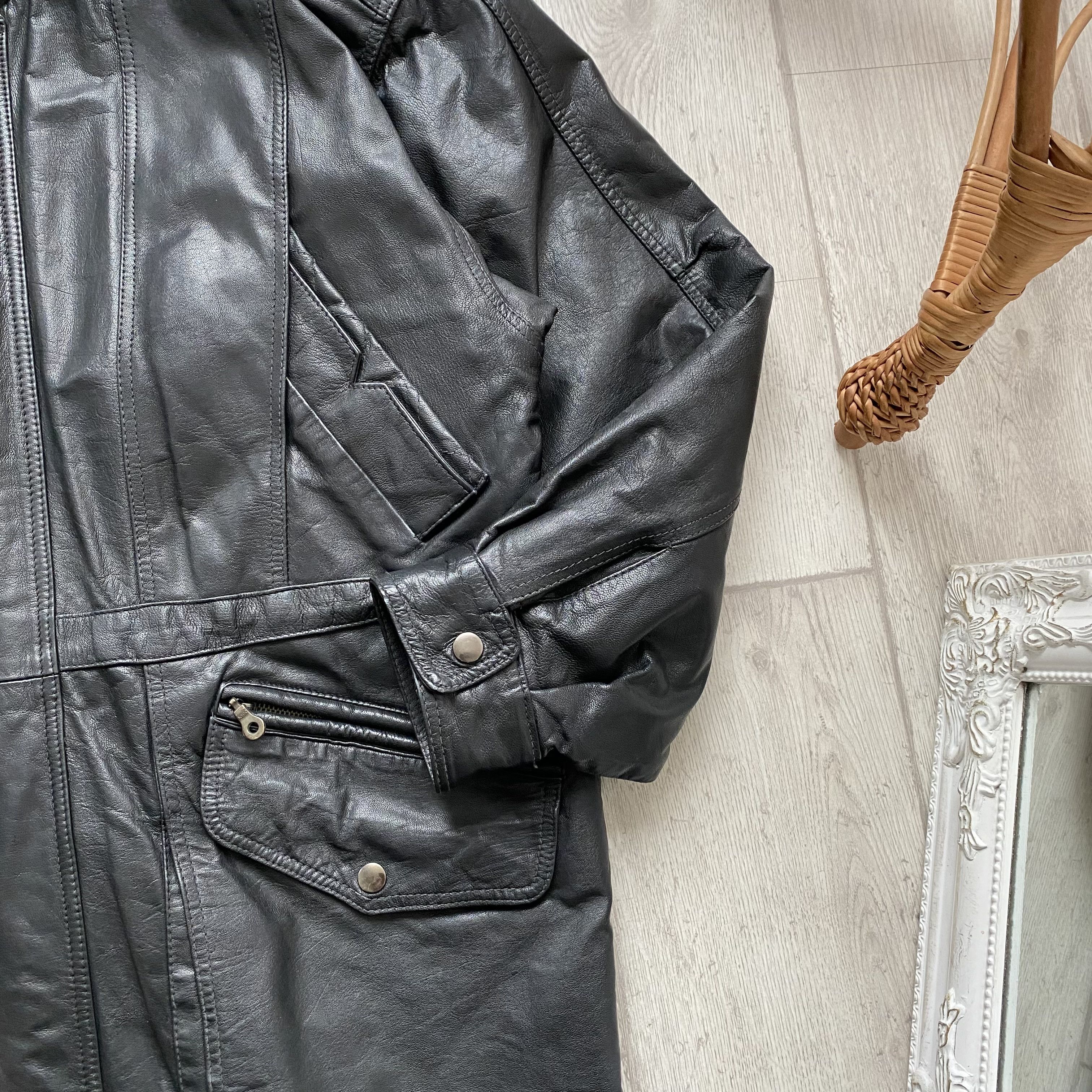 Genuine Leather Vintage 90s Real Leather Jacket Parka Coat Balenciaga style Size US L / EU 52-54 / 3 - 6 Thumbnail