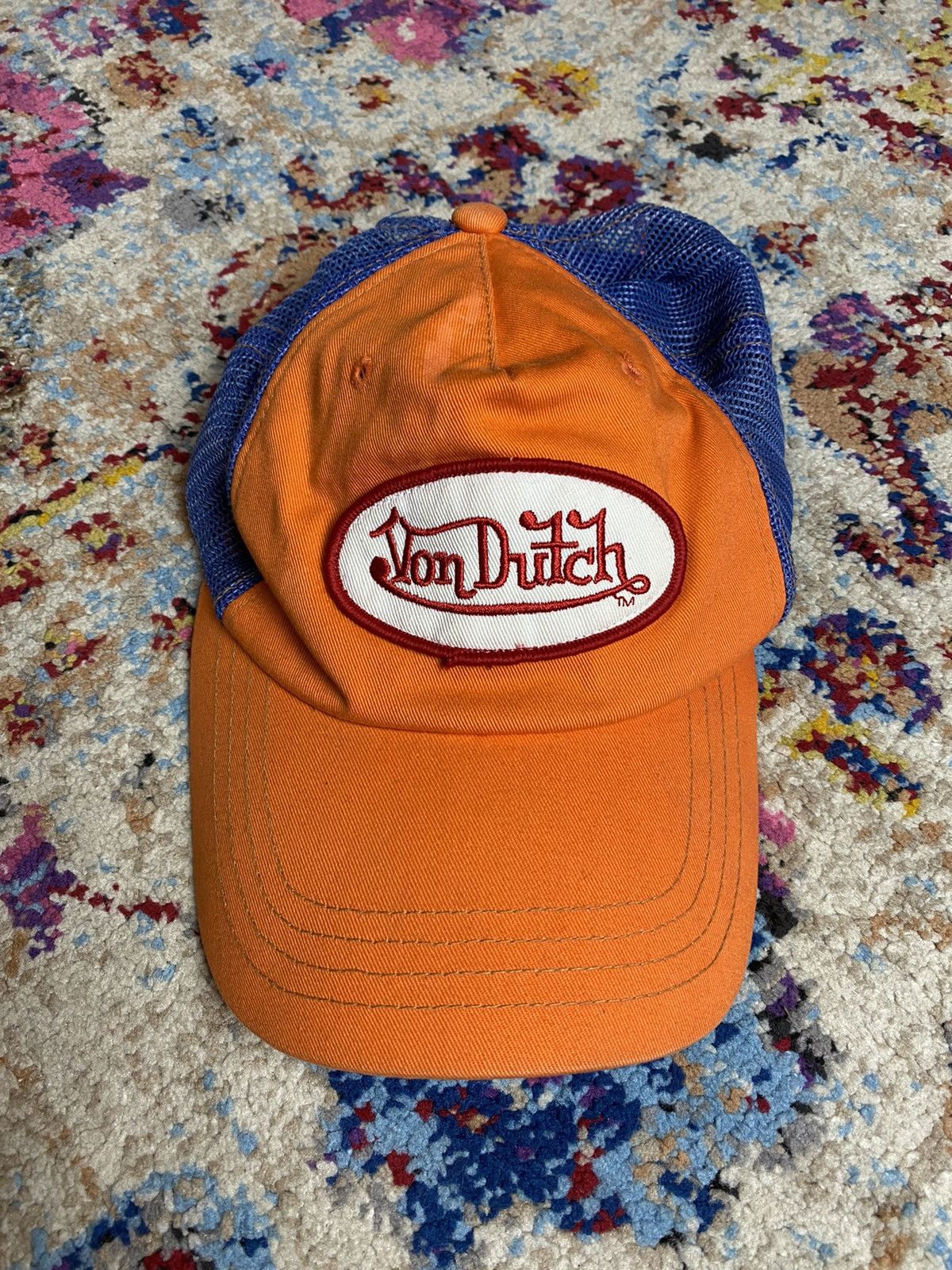 Vintage Classic Von Dutch Emblems Orange/Blue Snapback hats Size ONE SIZE - 1 Thumbnail