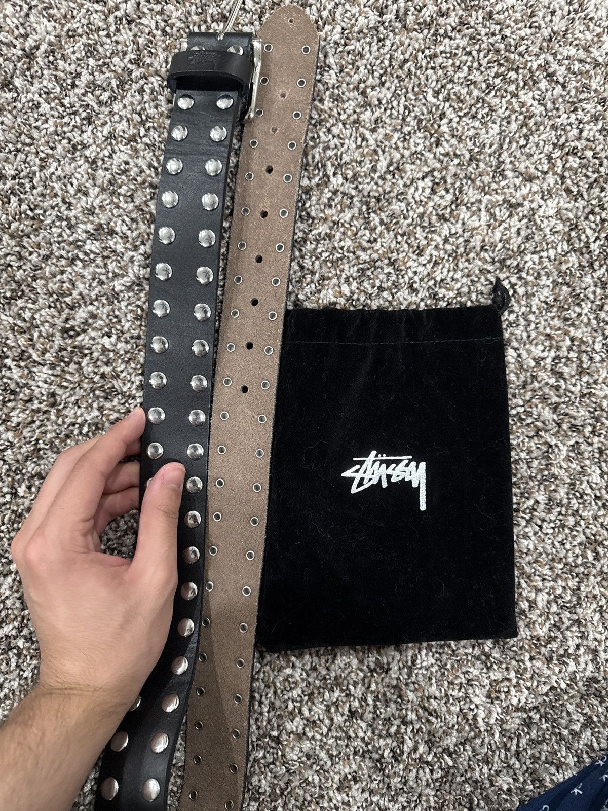 メンズウェア Stussy SS-LINK STUDDED BELT S/M Stussy SS-Link Studded Belt Distressed Brown Men's - SS24 - US