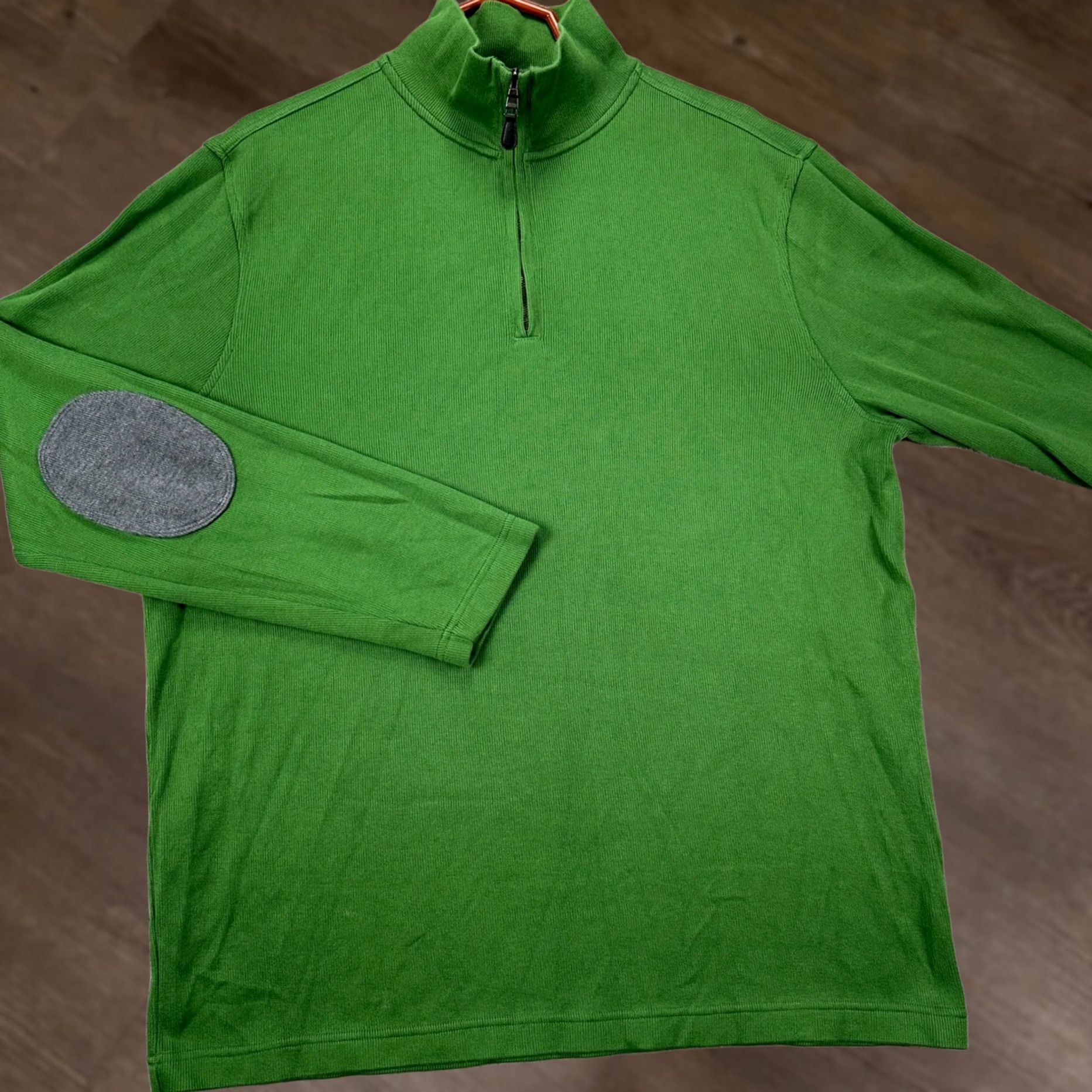 Banana Republic Banana Republic Sweatshirt Pullover Mens XL Green Quarter Zip Elbow Patch Cotton Size US XL / EU 56 / 4 - 1 Thumbnail