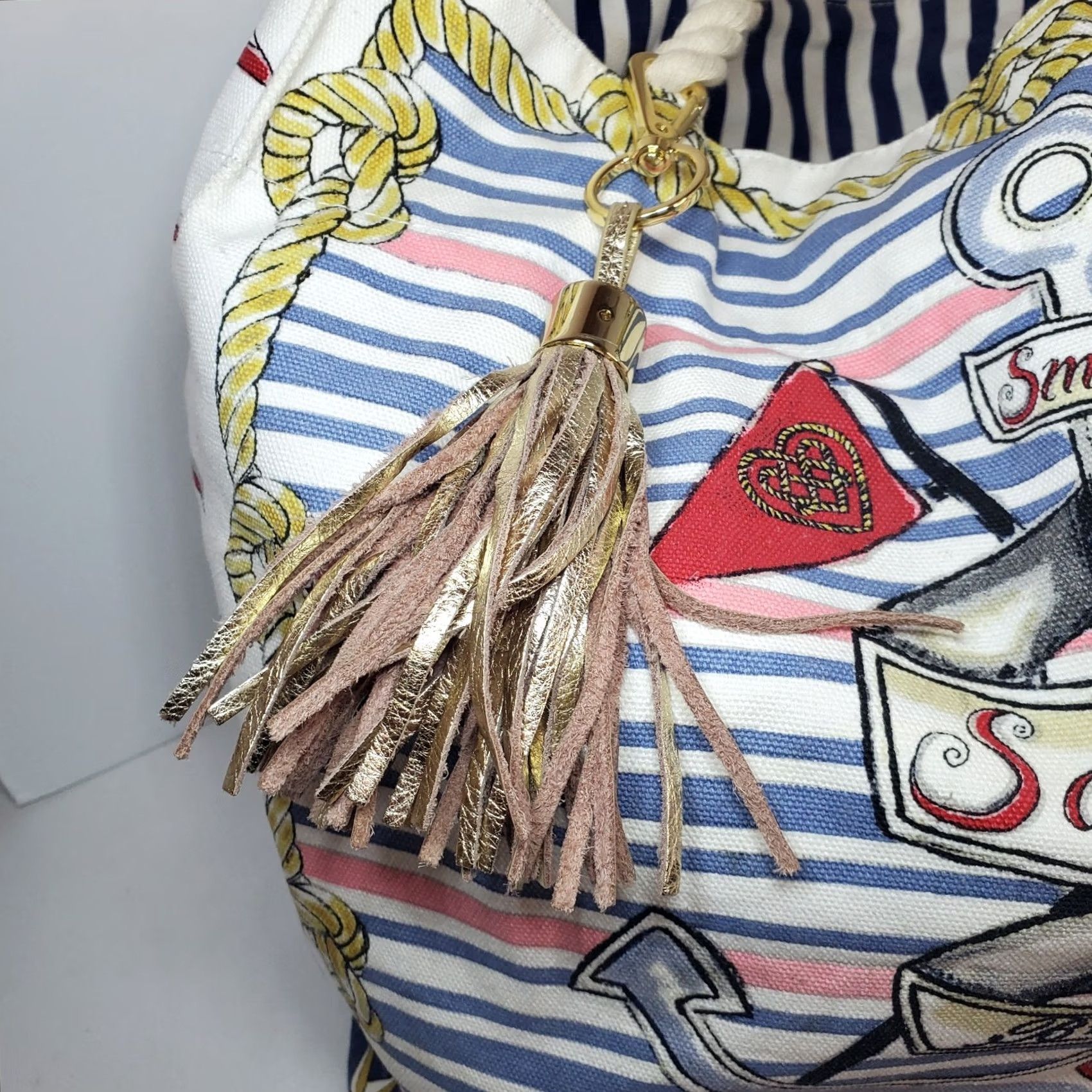 Brighton Brighton Sail Into Summer Canvas Tote Bag Nautical Stripe Beach Travel Multicolor Large Women Size ONE SIZE - 5 Thumbnail