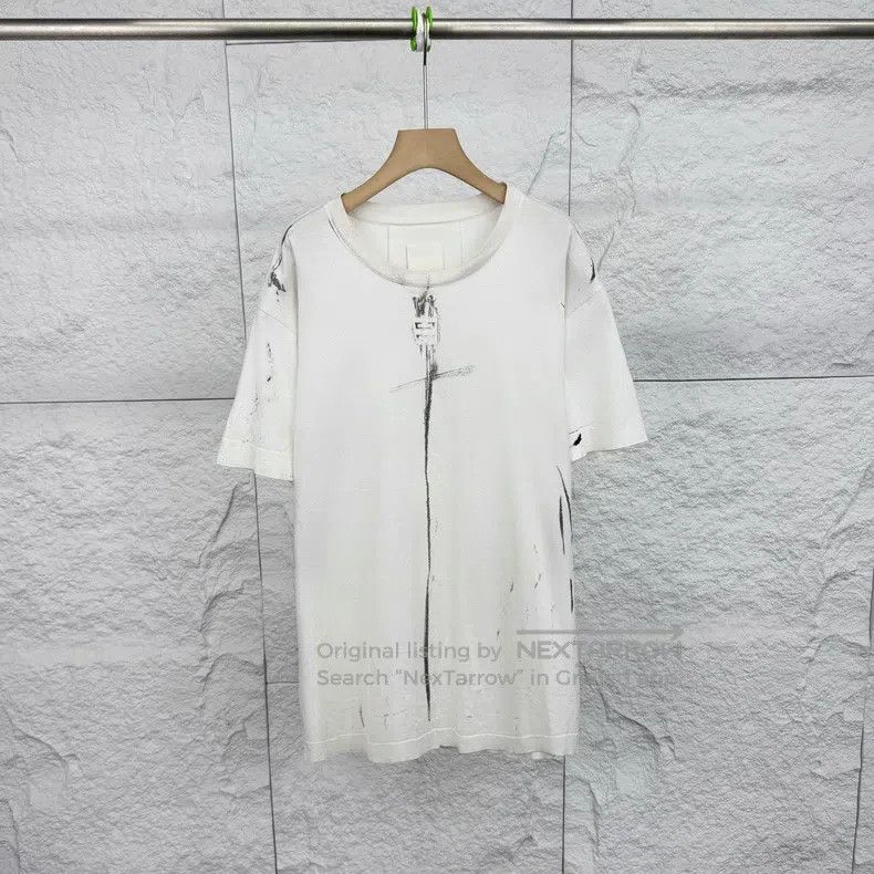 Givenchy Givenchy White Pattern Printed Round Neck Short Sleeve Size US M / EU 48-50 / 2 - 1 Thumbnail