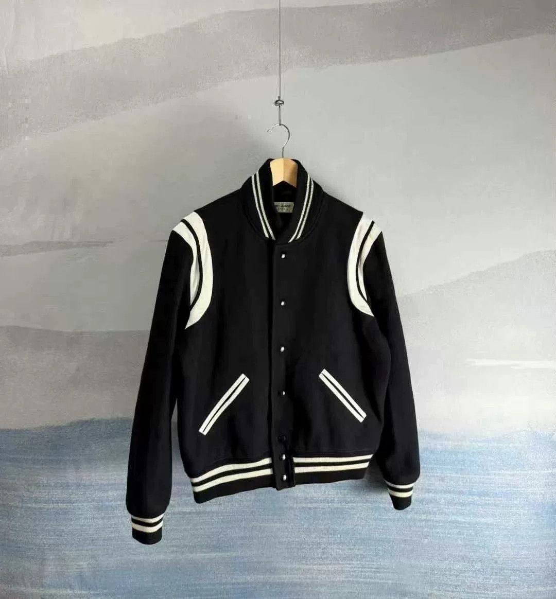 Saint Laurent Paris Saint Laurent Black White Varsity Jacket Size US M / EU 48-50 / 2 - 1 Thumbnail