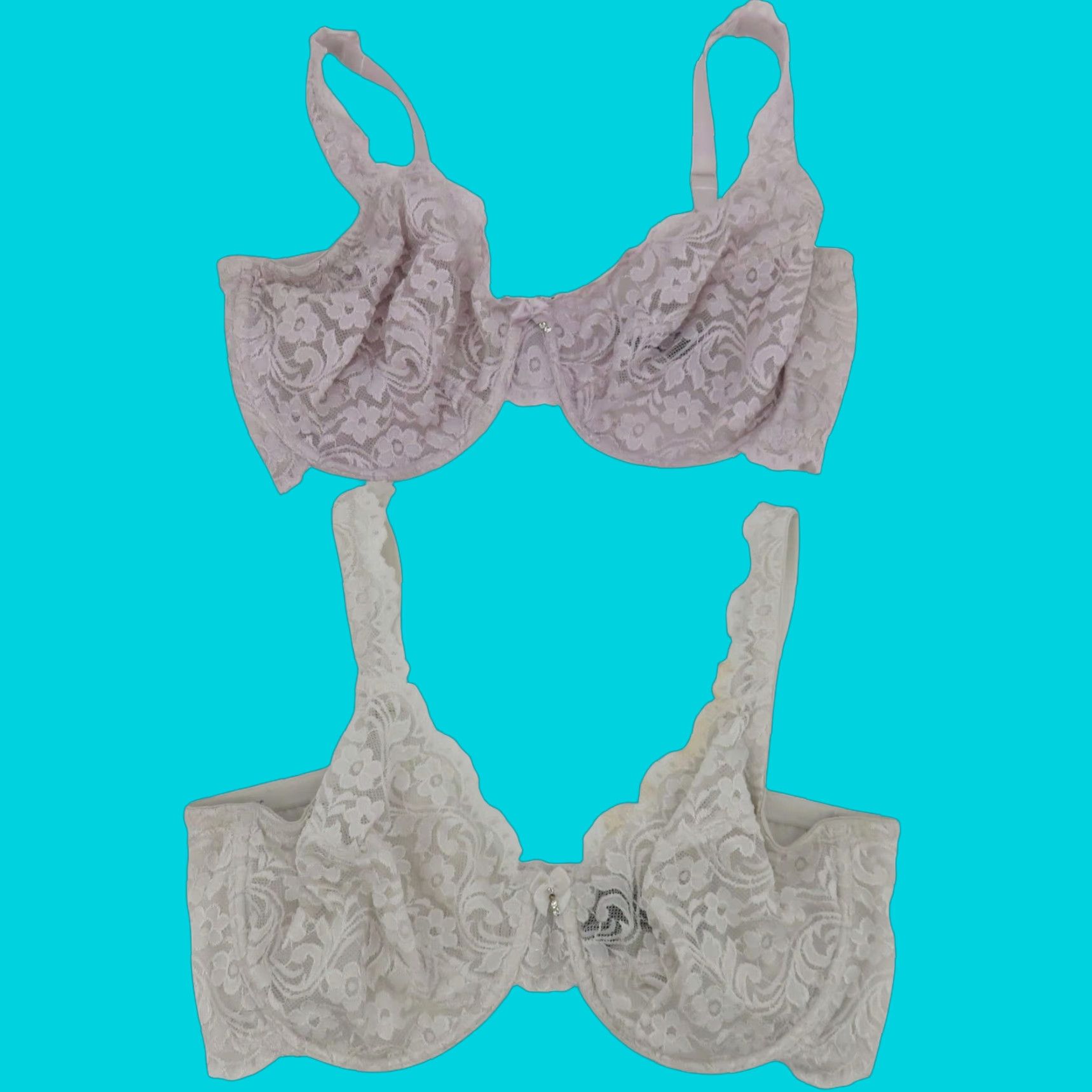 Vintage Smart & Sexy Bra 38DD Purple White Underwire Lace Unlined Style SA964 Lot of 2 Size ONE SIZE - 1 Thumbnail