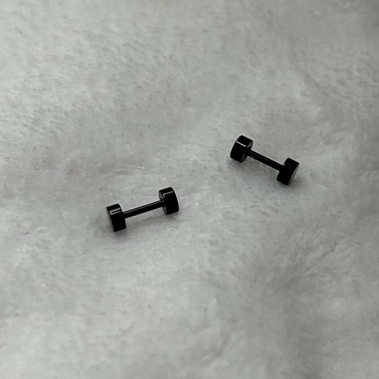 Jewelry Black Flat Round Plugs Stud Earrings - ERG Size ONE SIZE - 2 Thumbnail