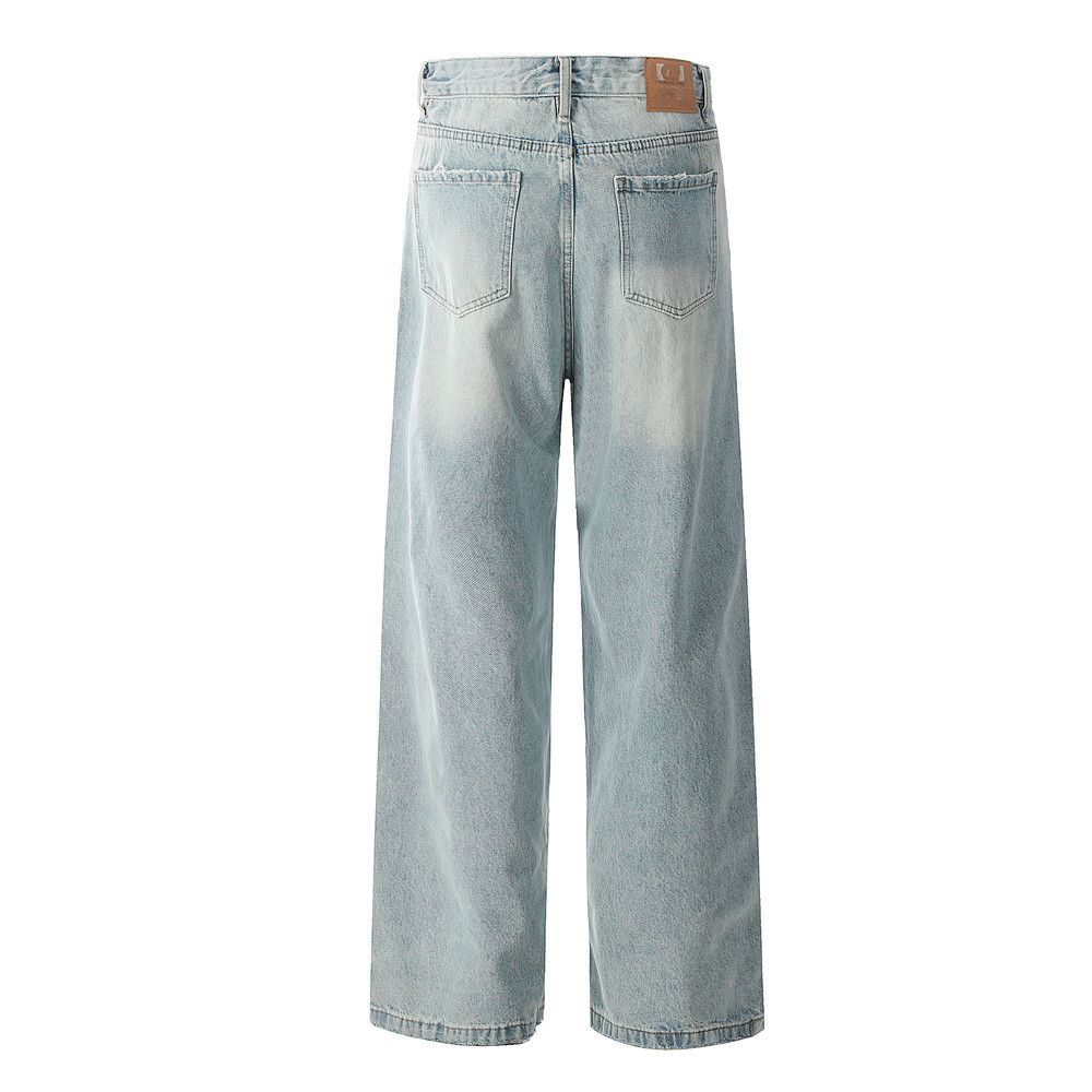 Japanese Brand × Jean Men's all-match straight vintage distressed washed jeans Size US 32 / EU 48 - 3 Thumbnail