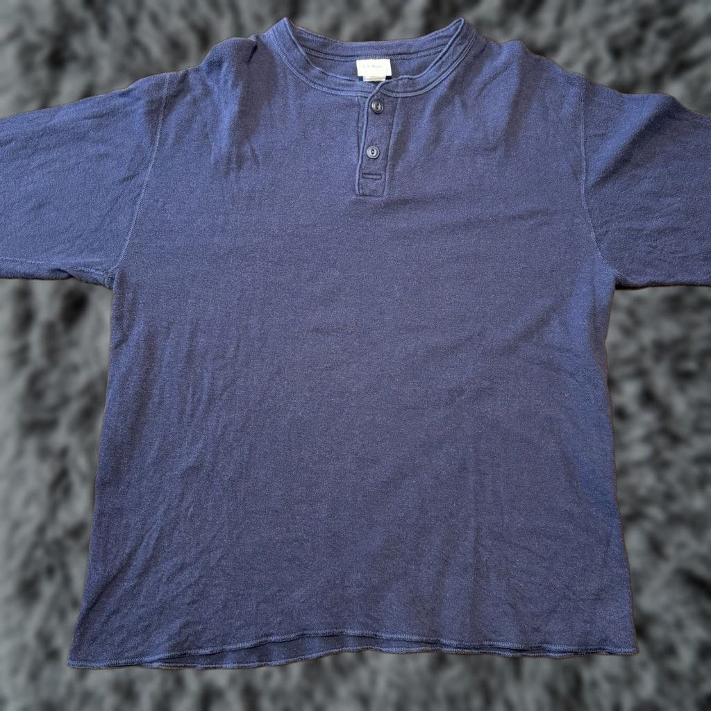Vintage VINTAGE L.L. Bean Mens Long Sleeve Henley Shirt Wool Blend Navy Blue Large USA Regular Mens Button-Up Thermal Size US L / EU 52-54 / 3 - 1 Thumbnail