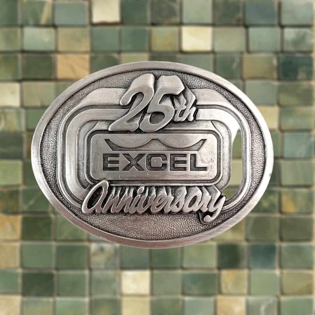 Vintage VINTAGE Excel Belt Buckle 25th Anniversary Silver Tone Oval Limited Edition 1985 Mens Silver Pewter 305/1000 Siskiyou Size ONE SIZE - 1 Thumbnail