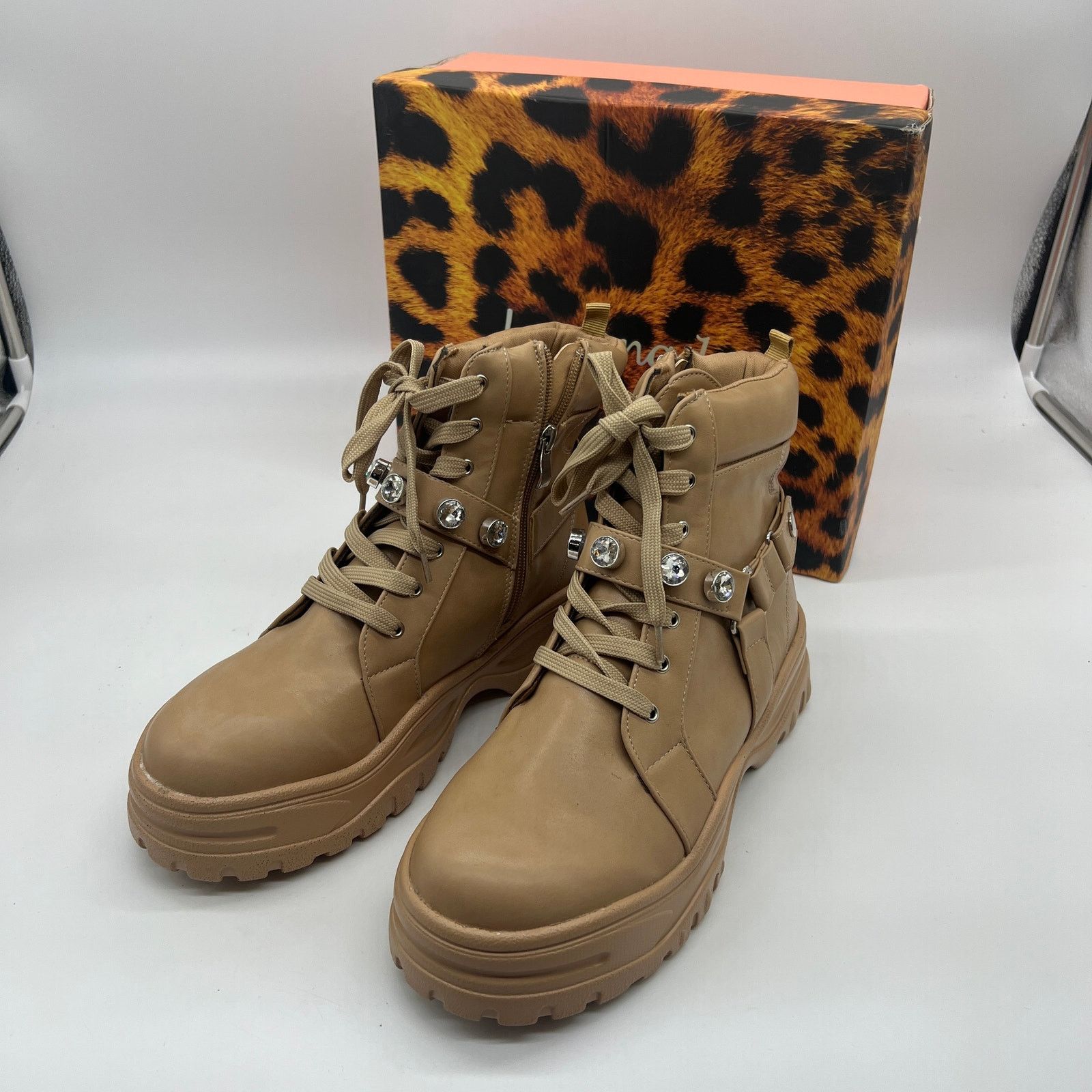 Other Lemonade Women Combat Boot Size 8M Rhinestone Size US 8 / IT 38 - 14 Thumbnail