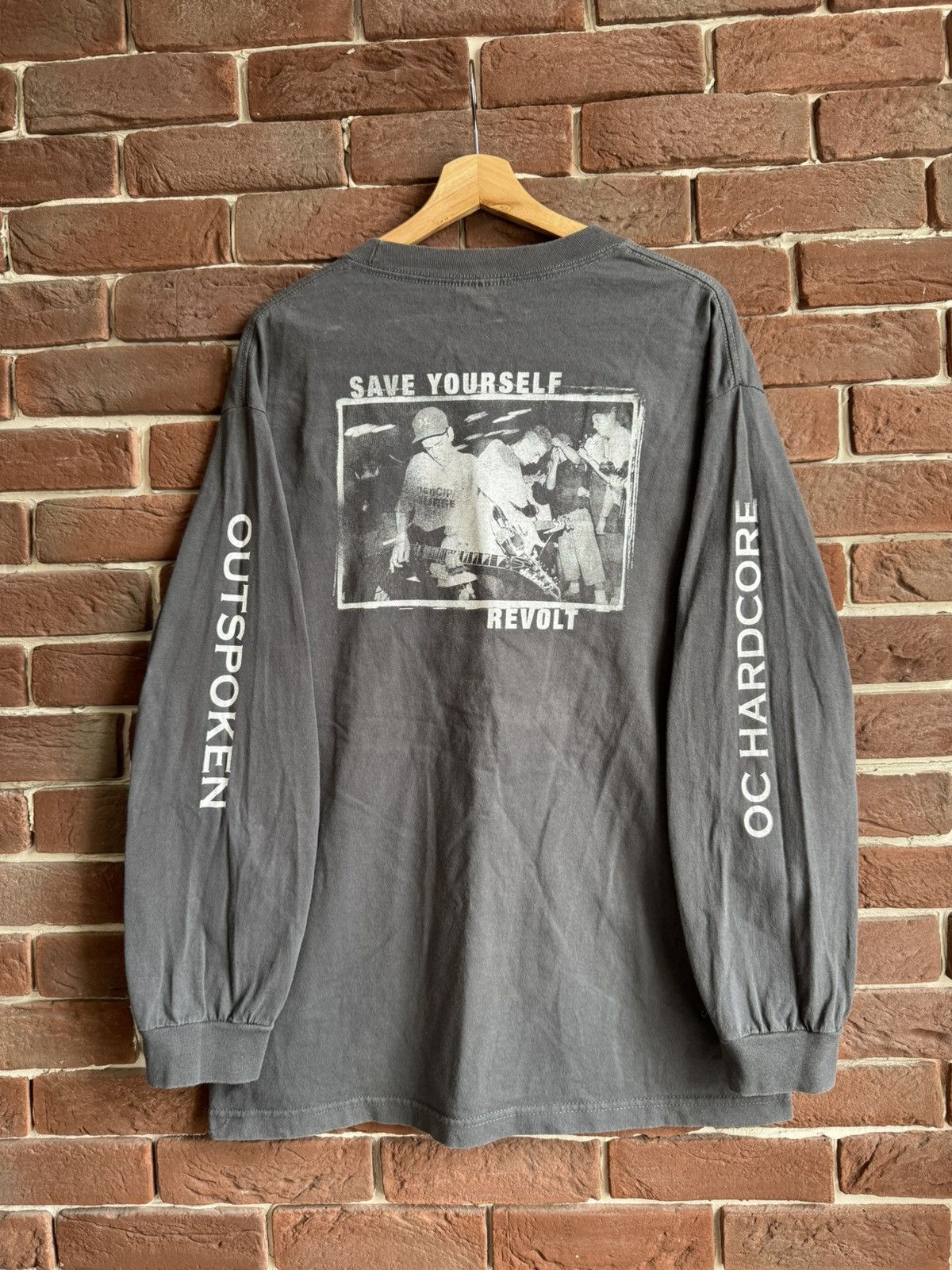 Band Tees Rare Outspoken Save Yourself Hardcore Band Tee Grail Vintage Size US L / EU 52-54 / 3 - 2 Thumbnail