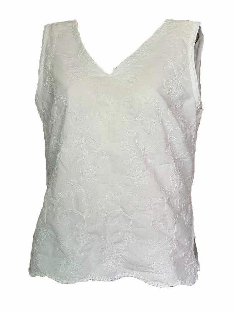 Designer Pre Owned White Hand Made Blouse L Size L / US 10 / IT 46 - 1 Thumbnail