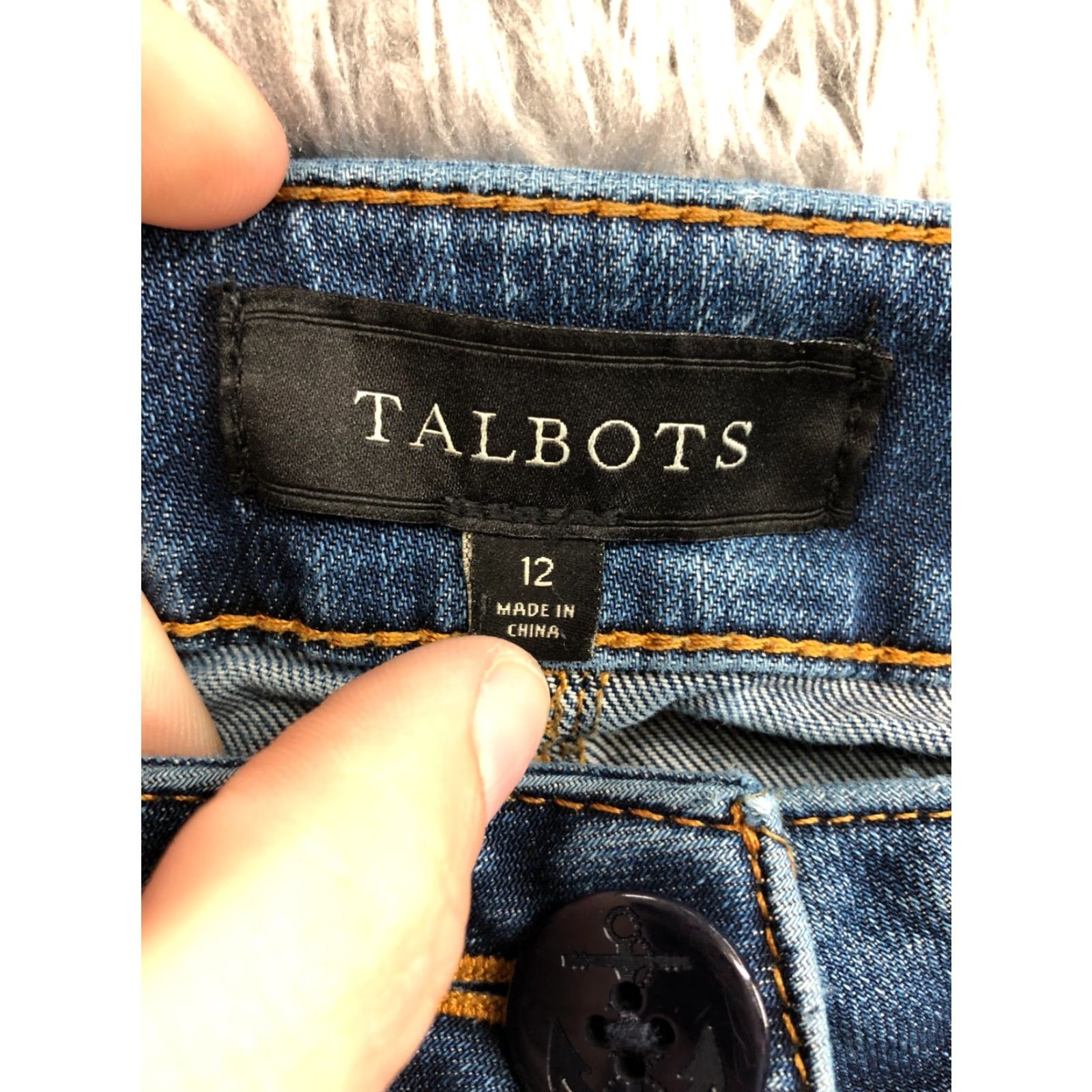 Talbots Talbots Skirt Womens Midi Denim Blue 12 Regular Pockets Slit Logo Button Front Flat Front Casual Party/Cocktail All Seasons Machine Washable Solid Size 34" / US 12 / IT 48 - 7 Thumbnail