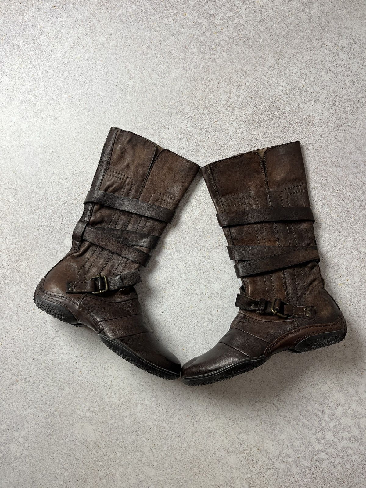 A.S.98 A.S.98 Airstep Avant-Garde Leather Biker Boots Buckle Zip Size US 8 / IT 38 - 1 Thumbnail