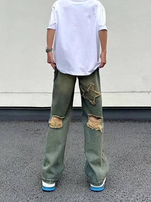 VIBE Vintage washed star embroidered ripped jeans Size US 30 / EU 46 - 2 Thumbnail